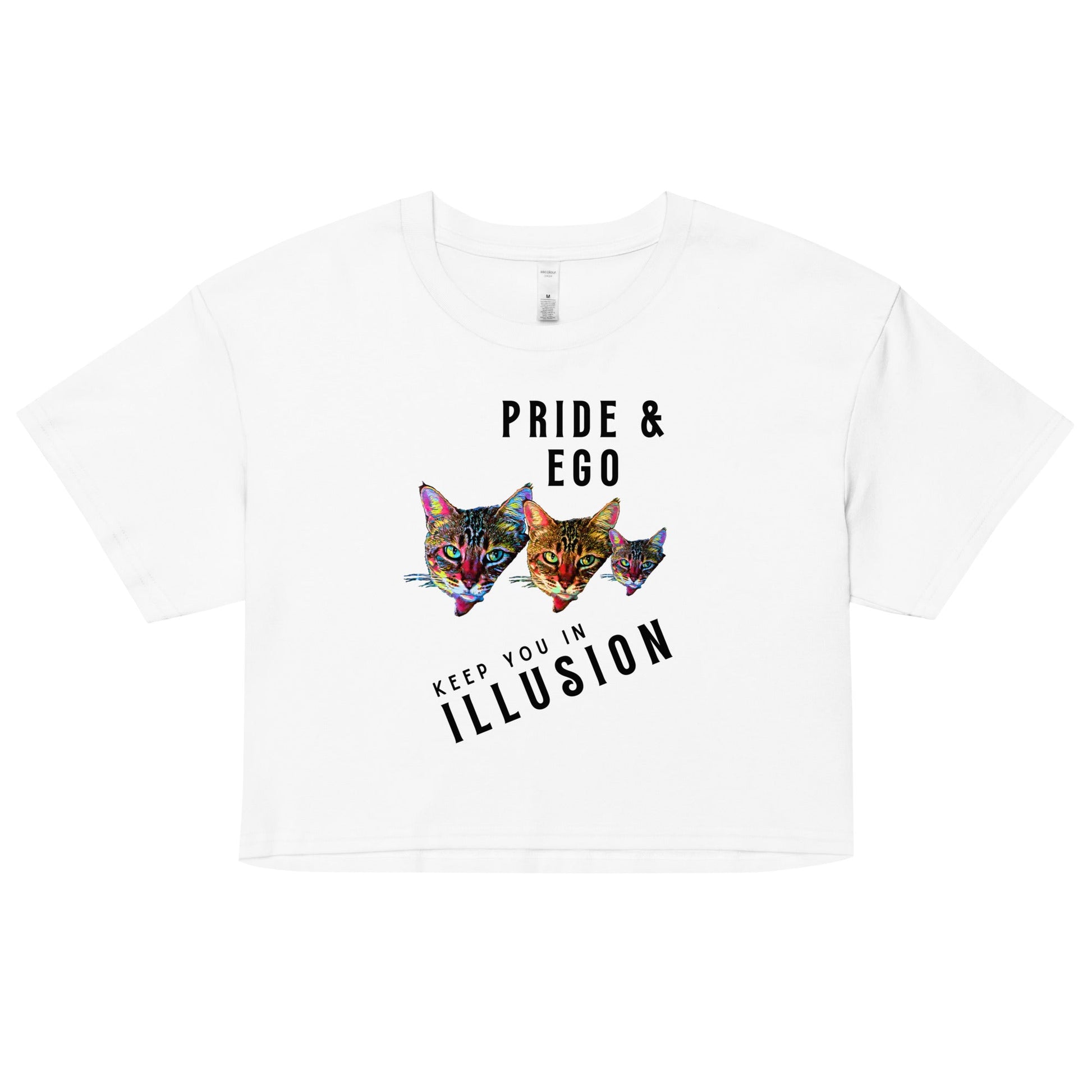 Pride & Ego Keep You in Illusion Women’s Crop Top - My Social Cat Bonafide Boutique LLCPride & Ego Keep You in Illusion Women’s Crop Topcrop topMy Social Cat Bonafide Boutique LLCWhiteXScatcrop