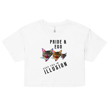 Pride & Ego Keep You in Illusion Women’s Crop Top - My Social Cat Bonafide Boutique LLCPride & Ego Keep You in Illusion Women’s Crop Topcrop topMy Social Cat Bonafide Boutique LLCWhiteXScatcrop