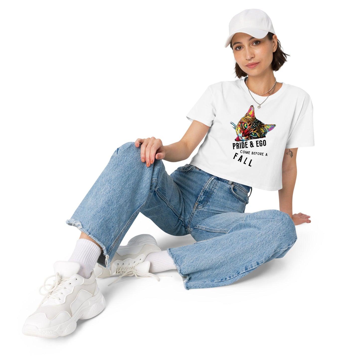 Pride & Ego Women’s Crop Top - My Social Cat Bonafide Boutique LLCPride & Ego Women’s Crop Topcrop topMy Social Cat Bonafide Boutique LLCWhiteXScatcrop