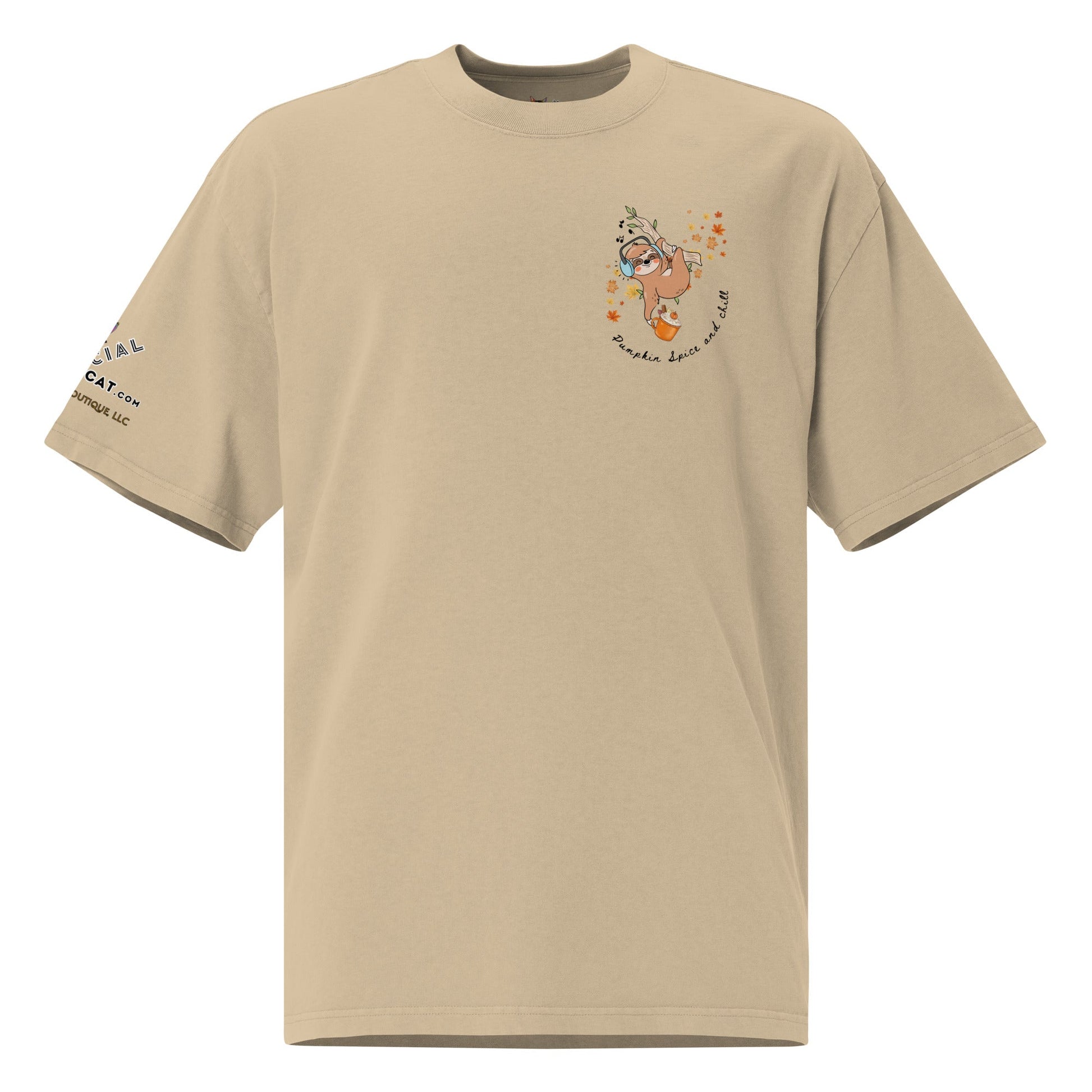 Pumpkin Spice and Chill Oversized Faded Tee - My Social Cat Bonafide Boutique LLCPumpkin Spice and Chill Oversized Faded TeeT-shirtMy Social Cat Bonafide Boutique LLCFaded KhakiSchillcotton