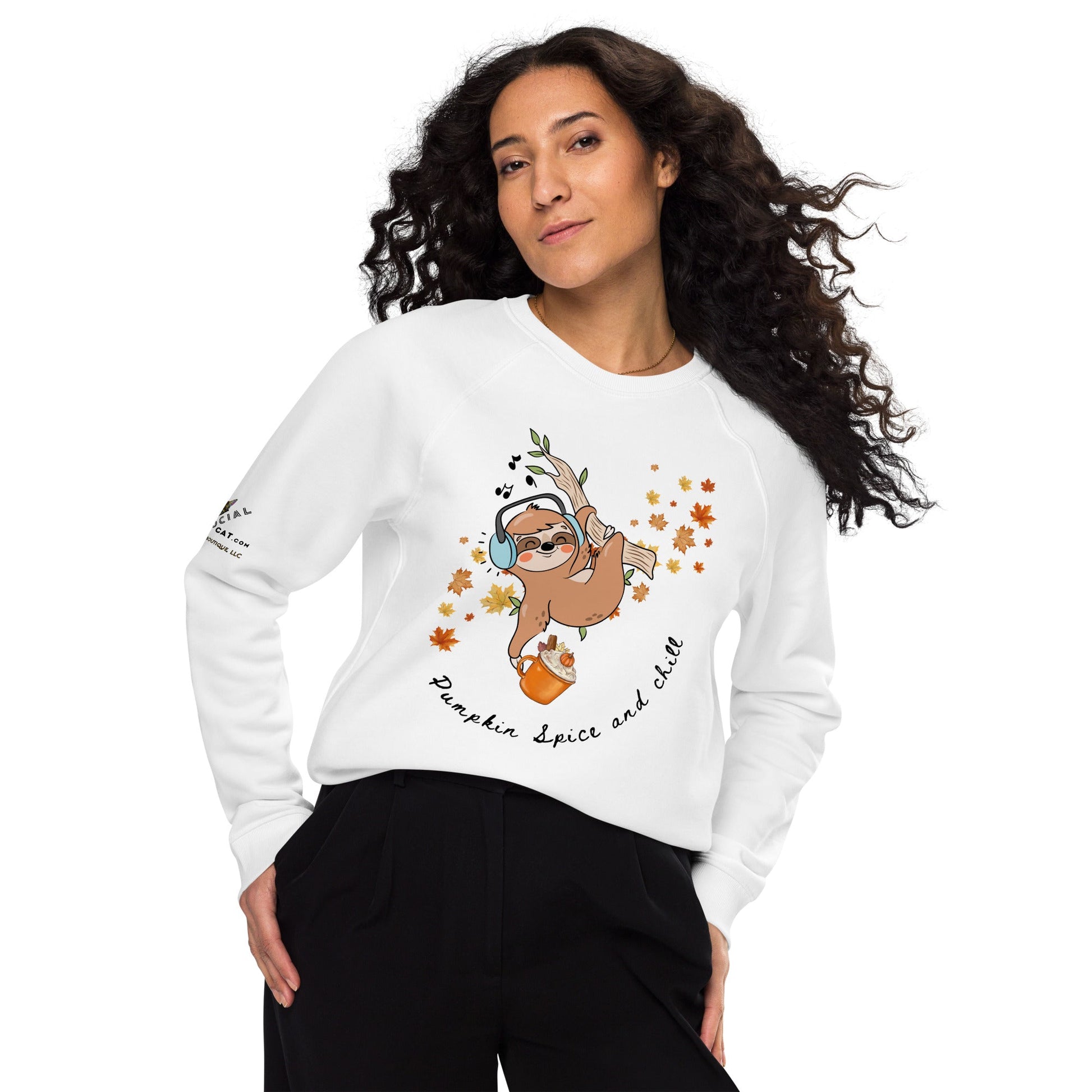 Pumpkin Spice and Chill Plush Organic Sweatshirt - My Social Cat Bonafide Boutique LLCPumpkin Spice and Chill Plush Organic SweatshirtSweatshirtMy Social Cat Bonafide Boutique LLCWhiteXSchillplush