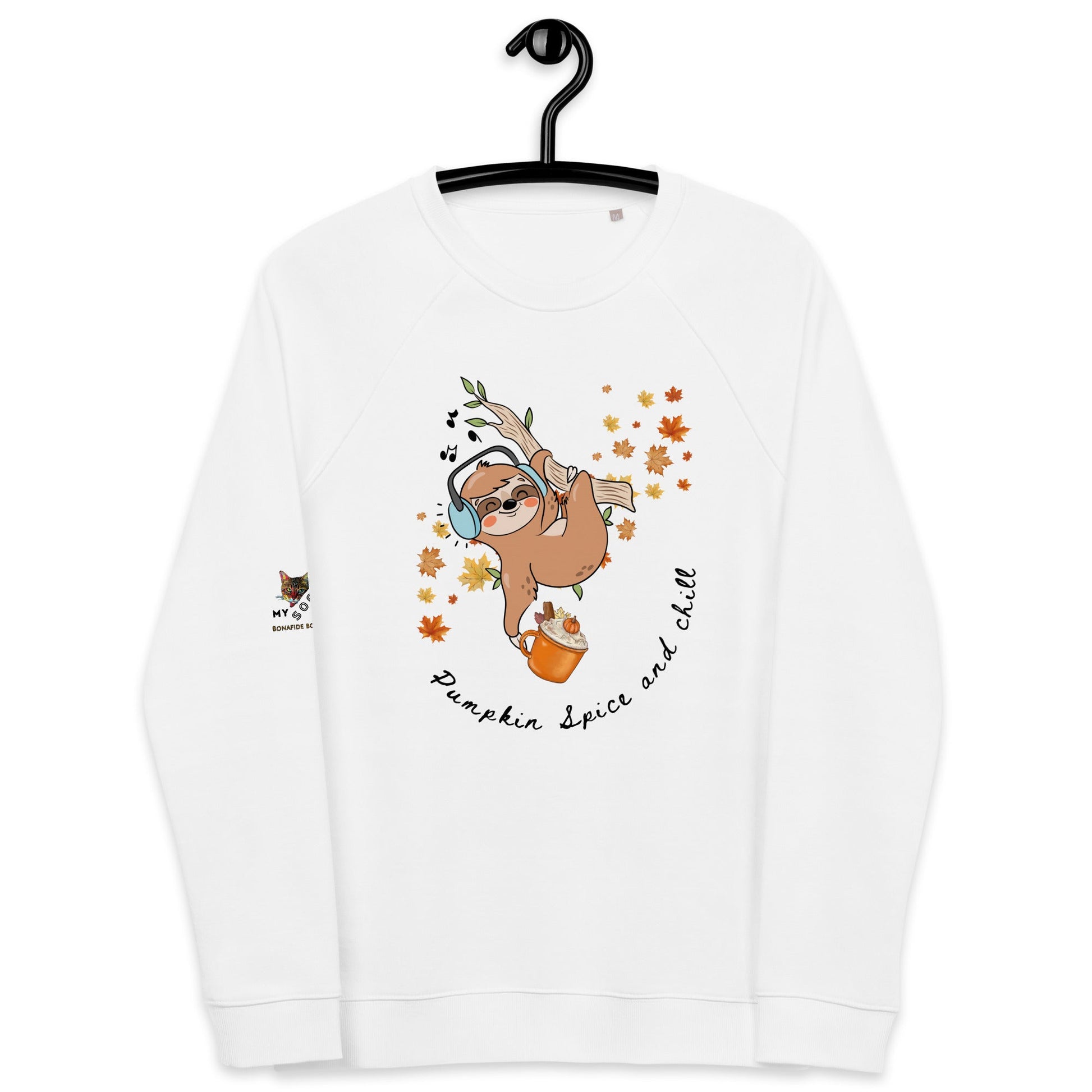 Pumpkin Spice and Chill Plush Organic Sweatshirt - My Social Cat Bonafide Boutique LLCPumpkin Spice and Chill Plush Organic SweatshirtSweatshirtMy Social Cat Bonafide Boutique LLCWhiteXSchillplush