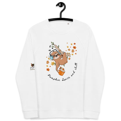 Pumpkin Spice and Chill Plush Organic Sweatshirt - My Social Cat Bonafide Boutique LLCPumpkin Spice and Chill Plush Organic SweatshirtSweatshirtMy Social Cat Bonafide Boutique LLCWhiteXSchillplush