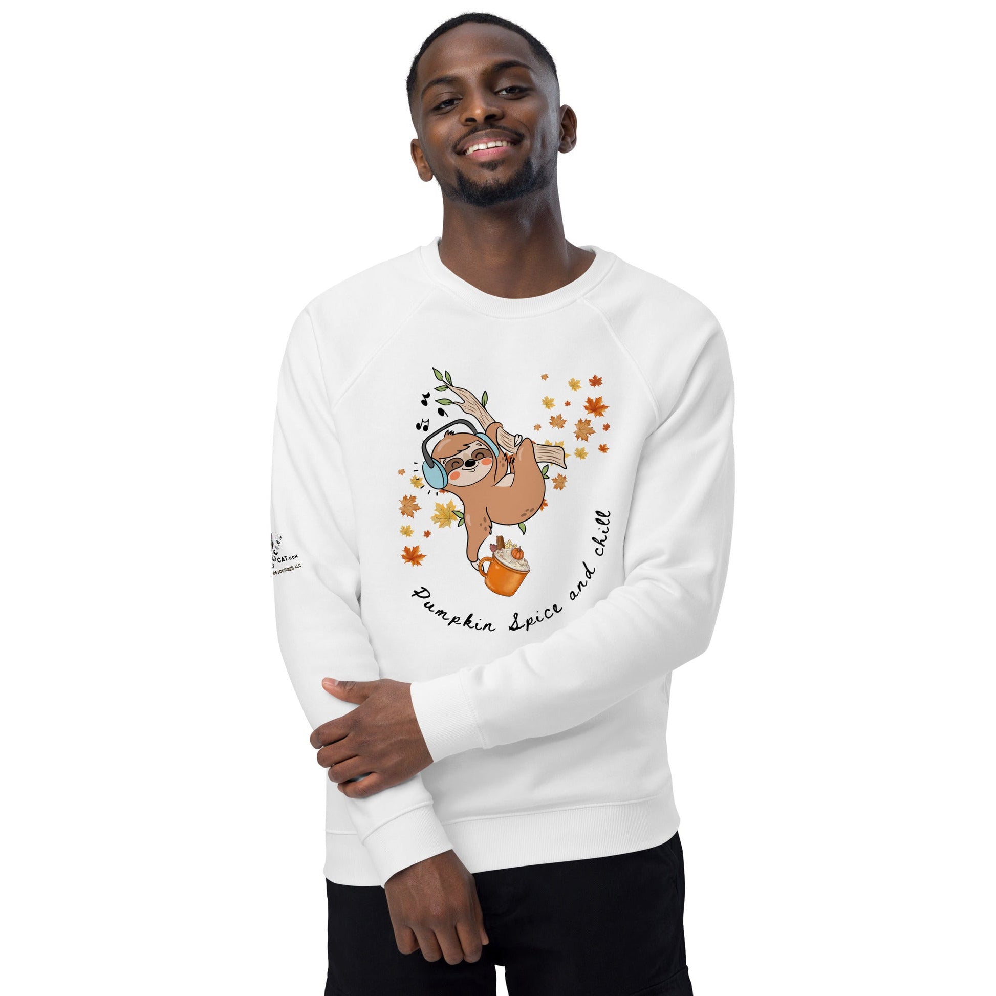 Pumpkin Spice and Chill Plush Organic Sweatshirt - My Social Cat Bonafide Boutique LLCPumpkin Spice and Chill Plush Organic SweatshirtSweatshirtMy Social Cat Bonafide Boutique LLCWhiteXSchillplush
