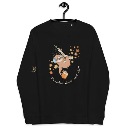 Pumpkin Spice and Chill Plush Organic Sweatshirt - My Social Cat Bonafide Boutique LLCPumpkin Spice and Chill Plush Organic SweatshirtSweatshirtMy Social Cat Bonafide Boutique LLCBlackXSchillplush