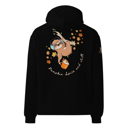 Pumpkin Spice and Chill Unisex Plush Hoodie - My Social Cat Bonafide Boutique LLCPumpkin Spice and Chill Unisex Plush HoodieHooded sweatshirtMy Social Cat Bonafide Boutique LLCBlackSchillhoodie