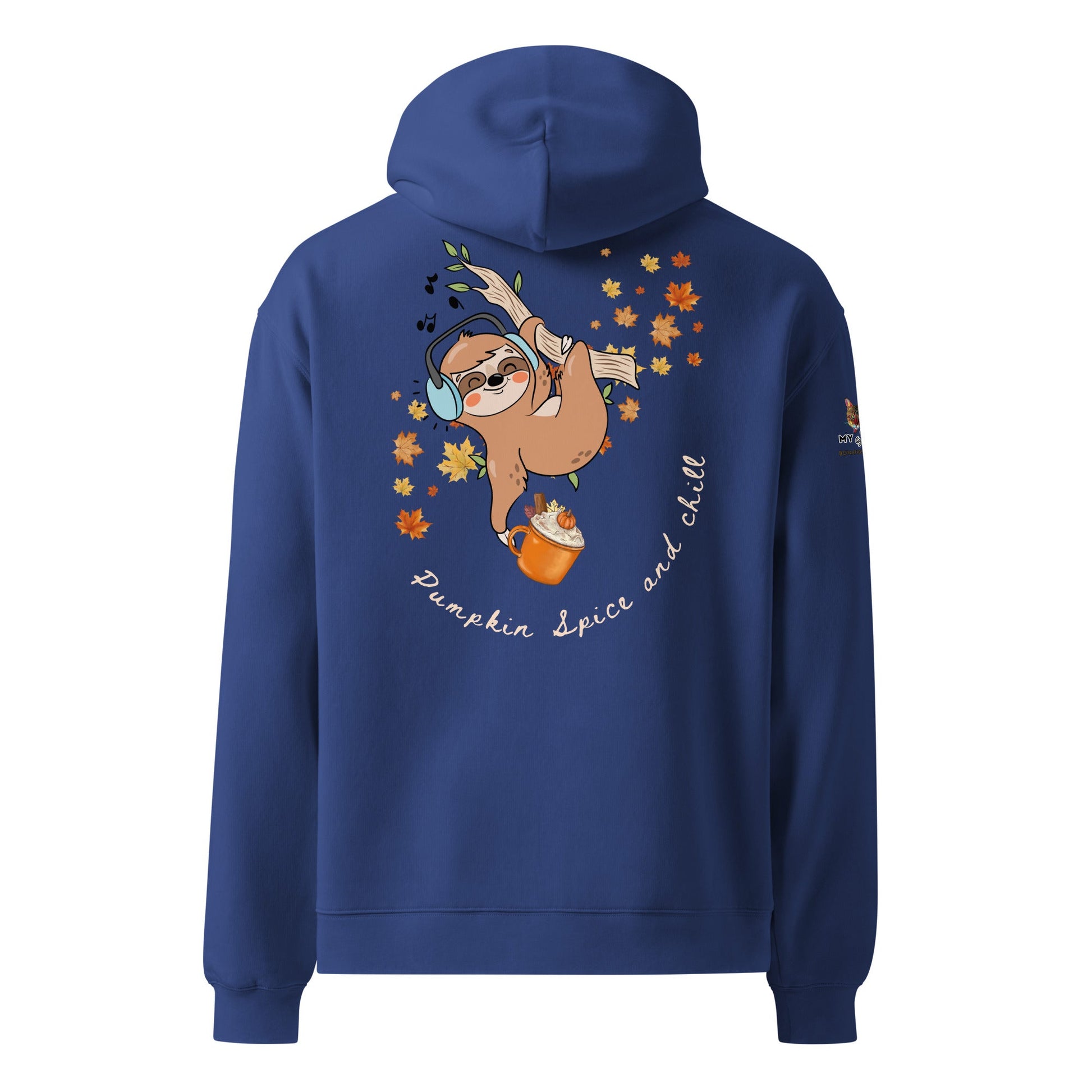 Pumpkin Spice and Chill Unisex Plush Hoodie - My Social Cat Bonafide Boutique LLCPumpkin Spice and Chill Unisex Plush HoodieHooded sweatshirtMy Social Cat Bonafide Boutique LLCCobaltSchillhoodie