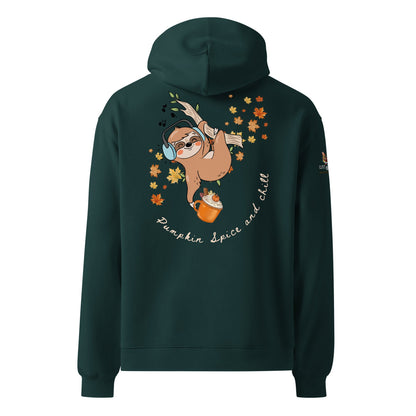 Pumpkin Spice and Chill Unisex Plush Hoodie - My Social Cat Bonafide Boutique LLCPumpkin Spice and Chill Unisex Plush HoodieHooded sweatshirtMy Social Cat Bonafide Boutique LLCPine GreenSchillhoodie