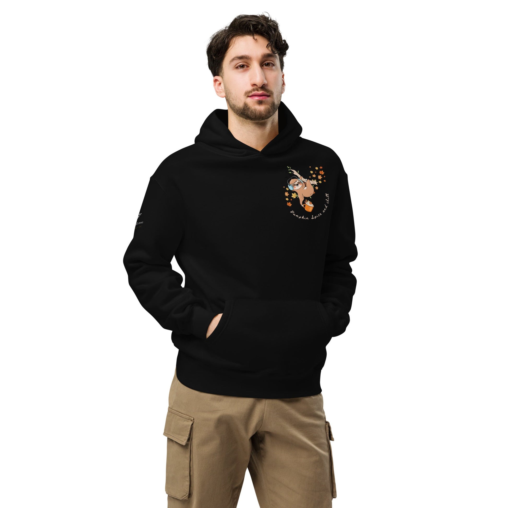 Pumpkin Spice and Chill Unisex Plush Hoodie - My Social Cat Bonafide Boutique LLCPumpkin Spice and Chill Unisex Plush HoodieHooded sweatshirtMy Social Cat Bonafide Boutique LLCBlackSchillhoodie