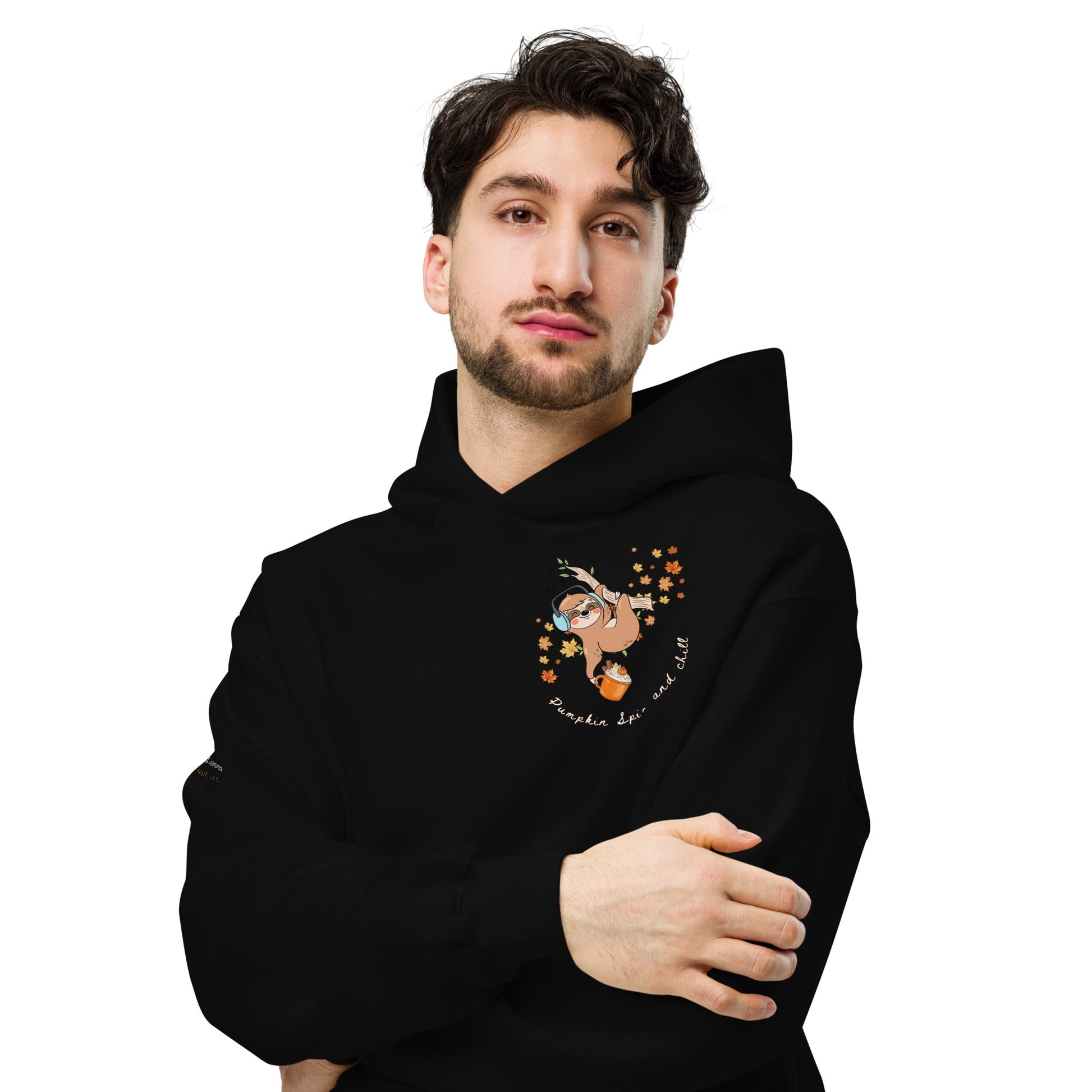 Pumpkin Spice and Chill Unisex Plush Hoodie - My Social Cat Bonafide Boutique LLCPumpkin Spice and Chill Unisex Plush HoodieHooded sweatshirtMy Social Cat Bonafide Boutique LLCBlackSchillhoodie
