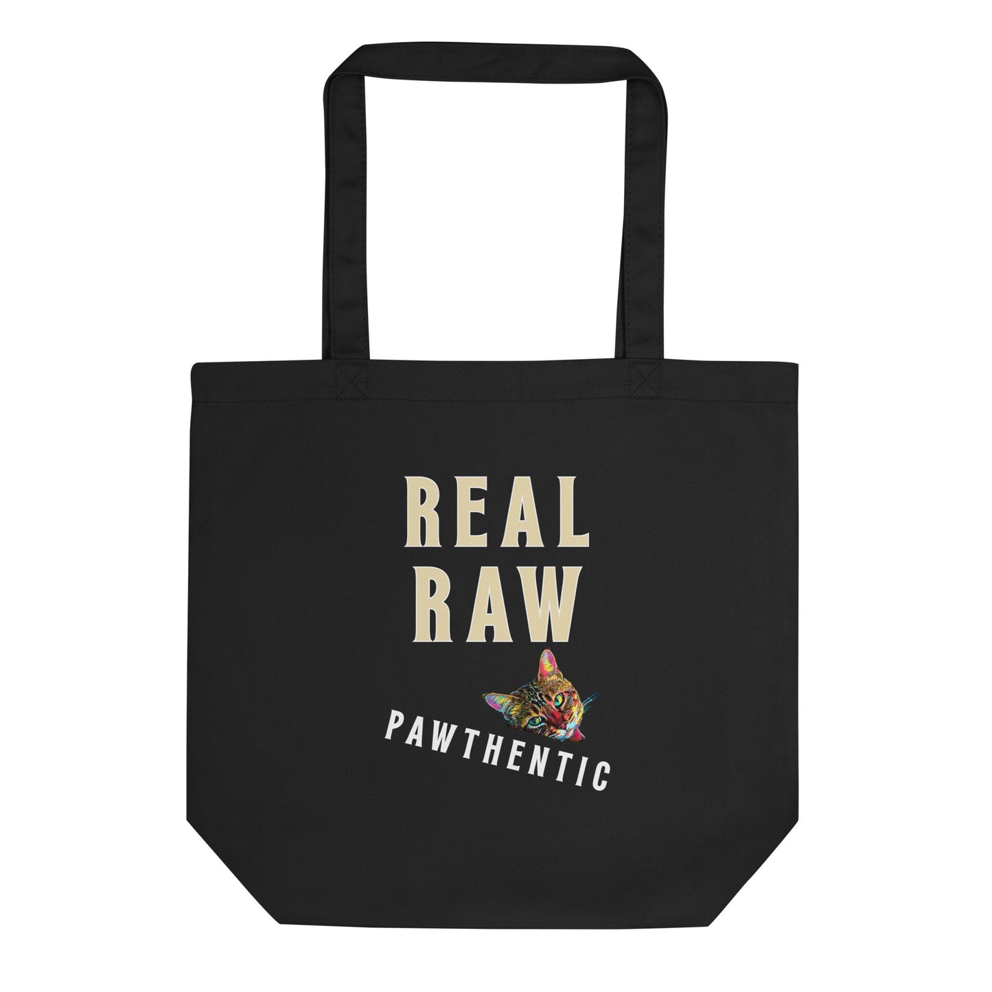 Real Raw Pawthentic Eco Organic Cotton Tote Bag - My Social Cat Bonafide Boutique LLC   