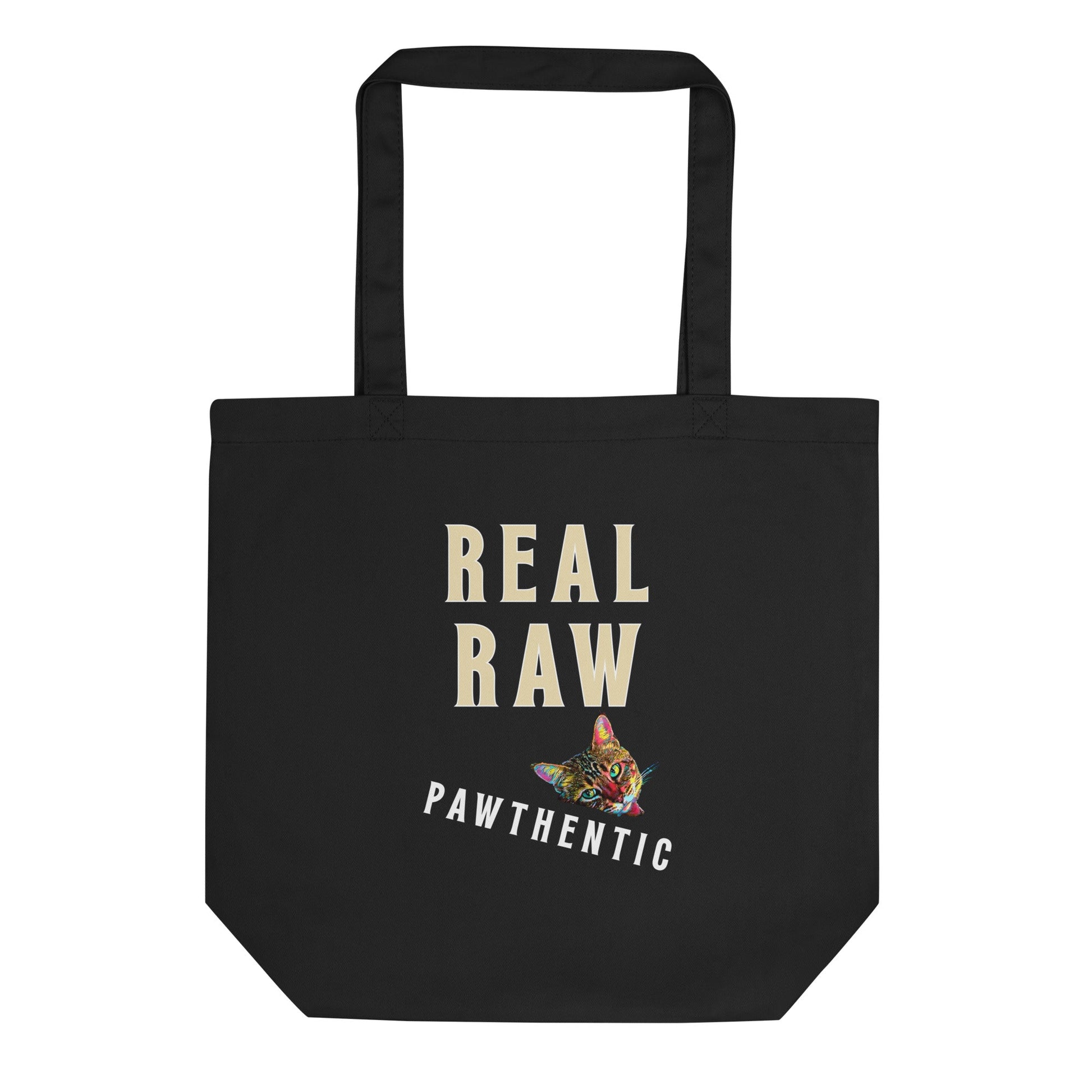 Real Raw Pawthentic Eco Organic Cotton Tote Bag - My Social Cat Bonafide Boutique LLC   