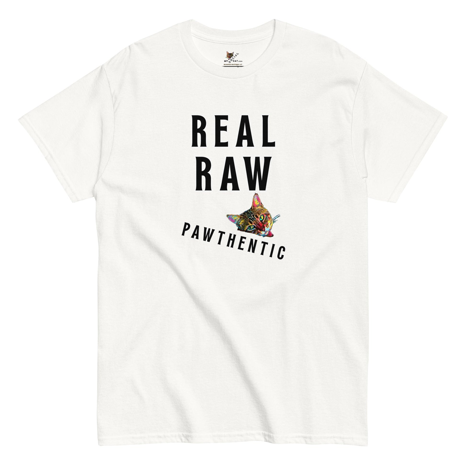 Real Raw Pawthentic Unisex Classic Tee - My Social Cat Bonafide Boutique LLCReal Raw Pawthentic Unisex Classic TeeT-shirtMy Social Cat Bonafide Boutique LLCWhiteScatpawthentic