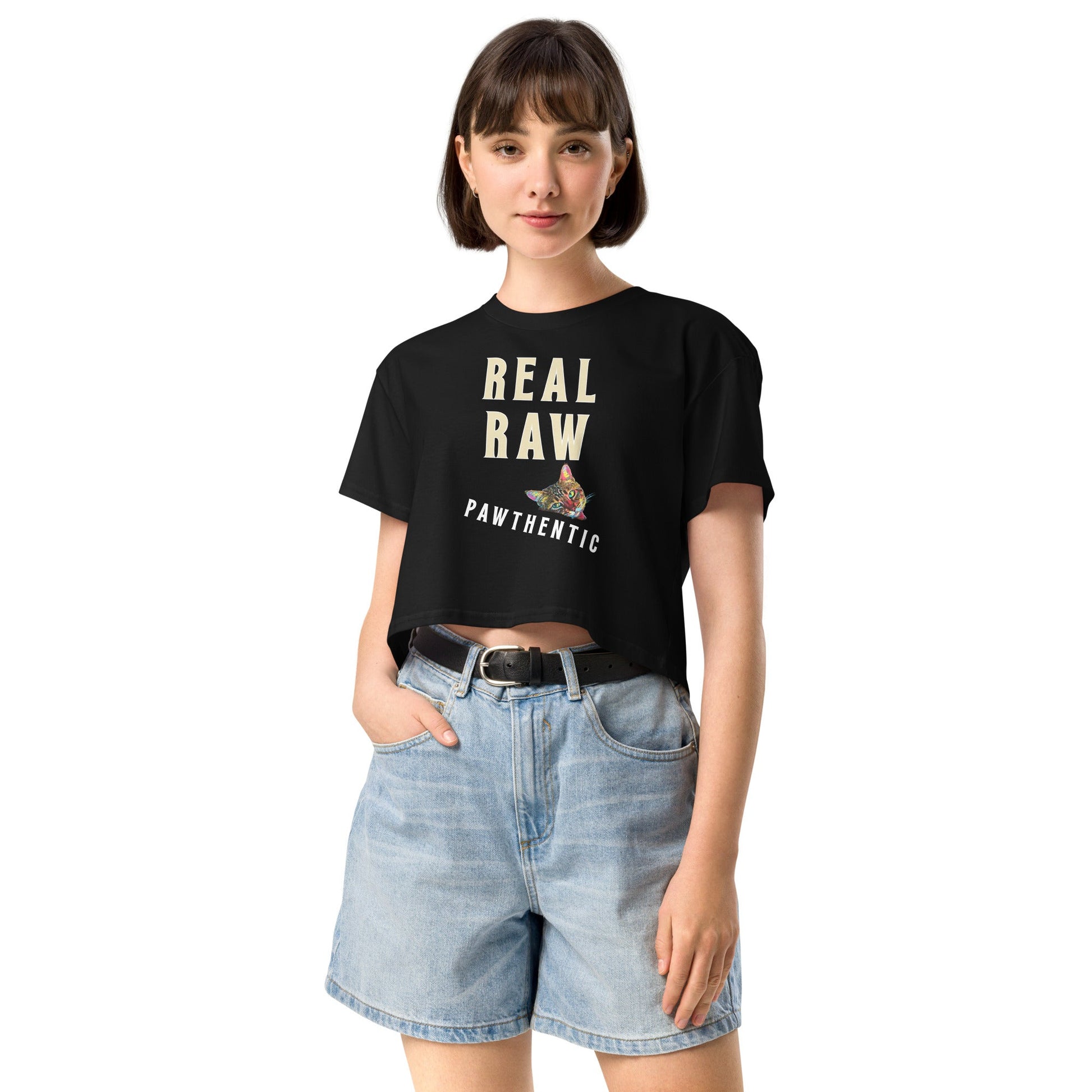 Real Raw Pawthentic Women’s Crop Top - My Social Cat Bonafide Boutique LLCReal Raw Pawthentic Women’s Crop Topcrop topMy Social Cat Bonafide Boutique LLCBlackXScatcrop