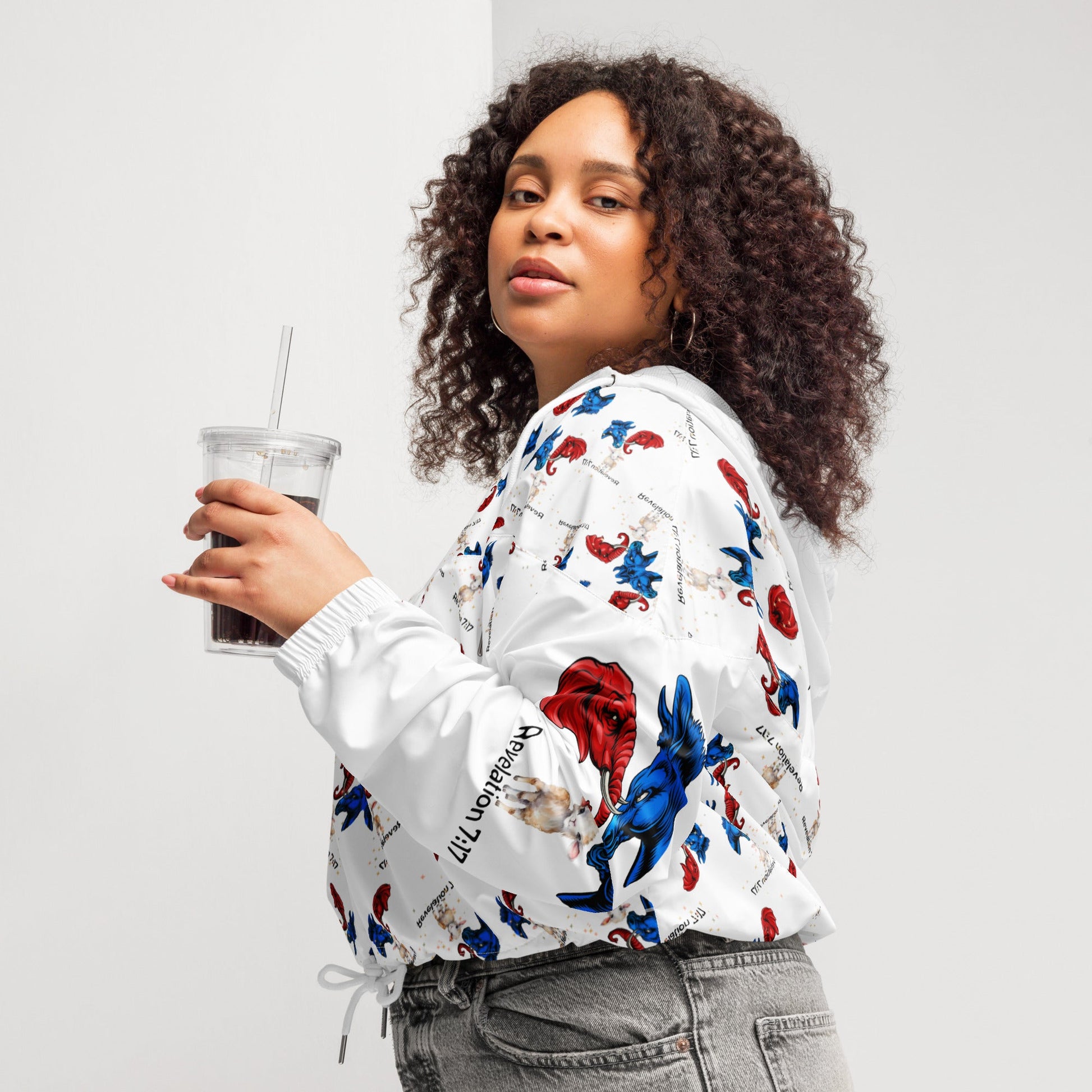 Revelation Women’s Cropped Windbreaker in White - My Social Cat Bonafide Boutique LLCRevelation Women’s Cropped Windbreaker in WhiteWindbreakerMy Social Cat Bonafide Boutique LLCXSallbreaker