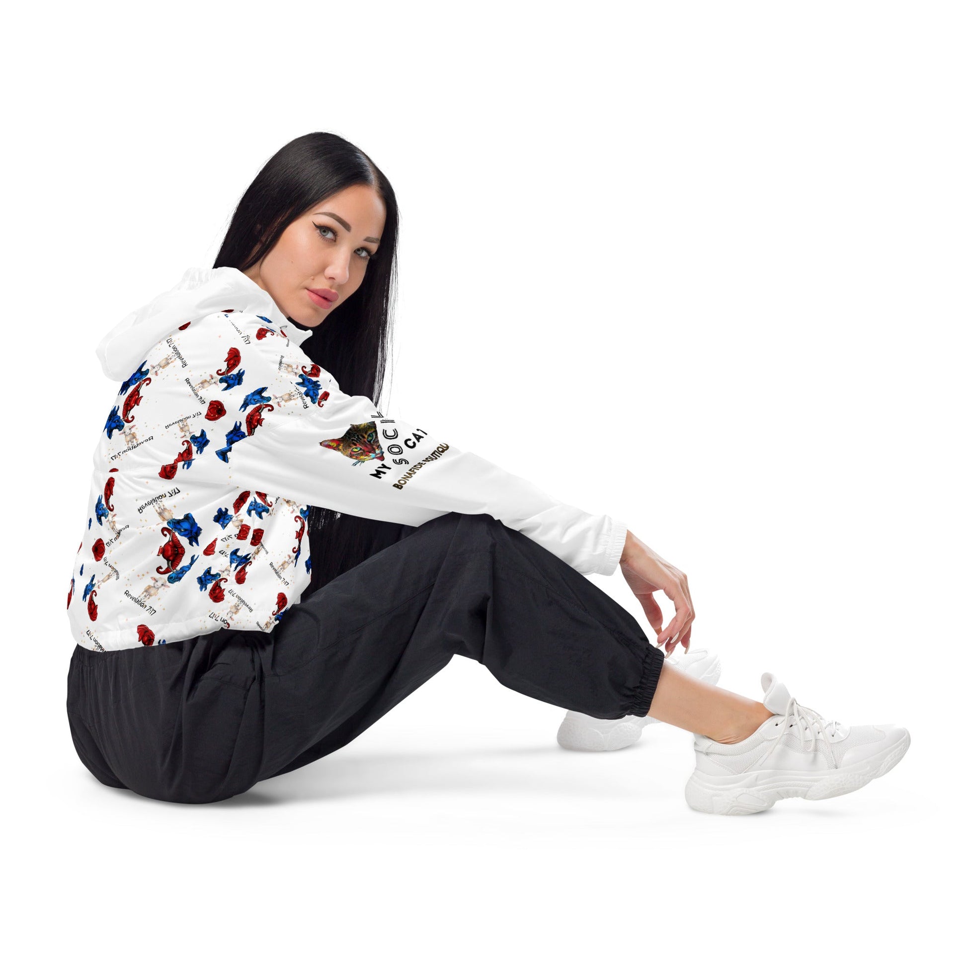Revelation Women’s Cropped Windbreaker in White - My Social Cat Bonafide Boutique LLCRevelation Women’s Cropped Windbreaker in WhiteWindbreakerMy Social Cat Bonafide Boutique LLCXSallbreaker