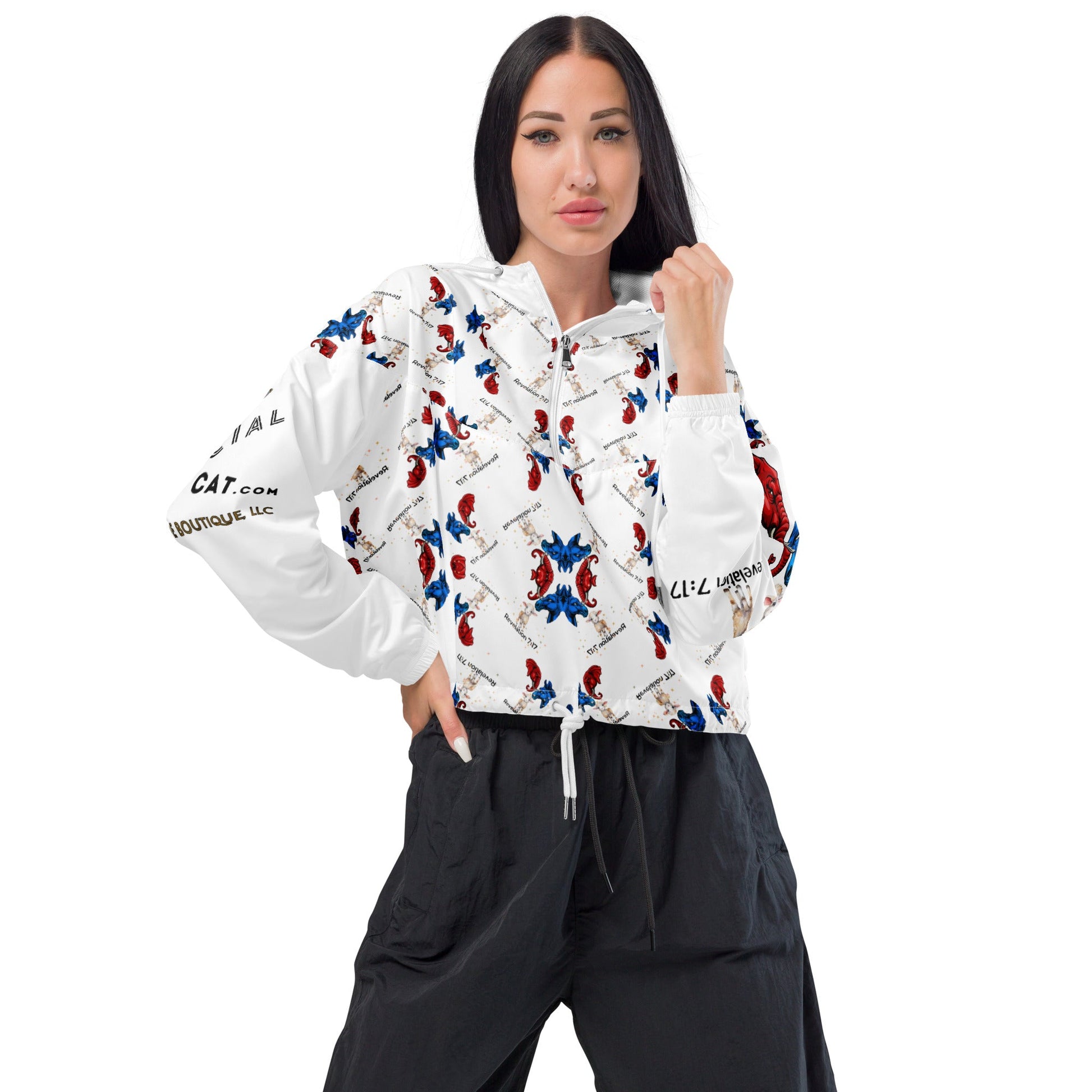Revelation Women’s Cropped Windbreaker in White - My Social Cat Bonafide Boutique LLCRevelation Women’s Cropped Windbreaker in WhiteWindbreakerMy Social Cat Bonafide Boutique LLCXSallbreaker