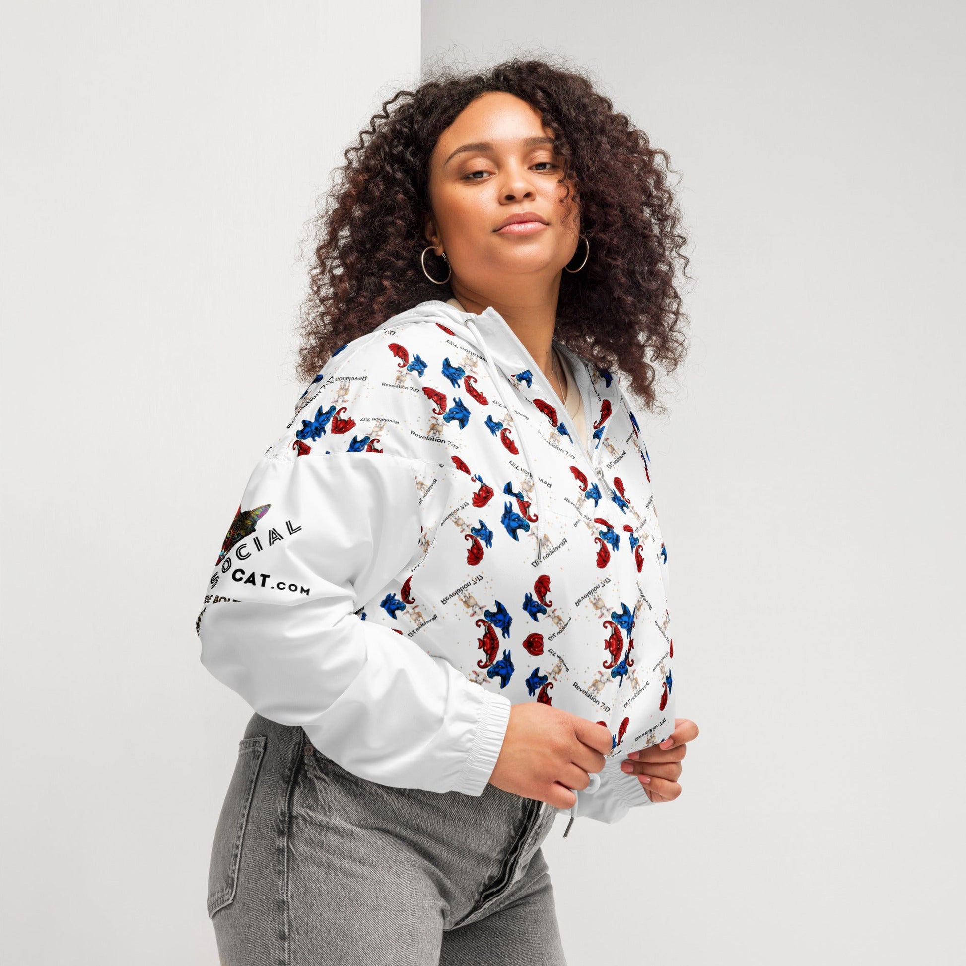Revelation Women’s Cropped Windbreaker in White - My Social Cat Bonafide Boutique LLCRevelation Women’s Cropped Windbreaker in WhiteWindbreakerMy Social Cat Bonafide Boutique LLCXSallbreaker