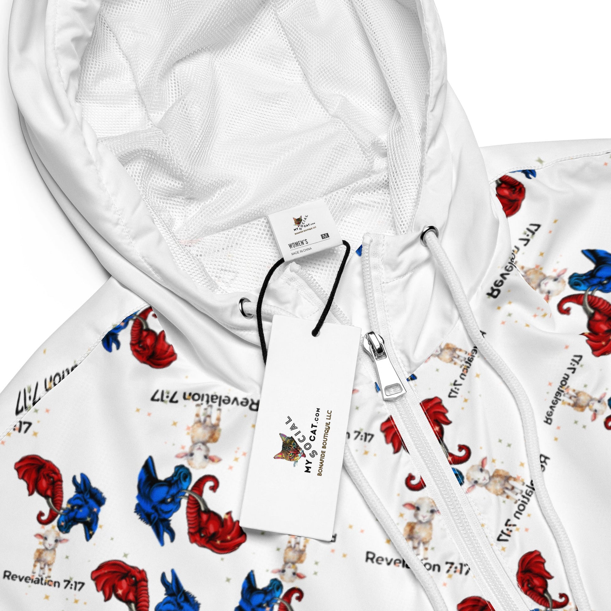 Revelation Women’s Cropped Windbreaker in White - My Social Cat Bonafide Boutique LLCRevelation Women’s Cropped Windbreaker in WhiteWindbreakerMy Social Cat Bonafide Boutique LLCXSallbreaker