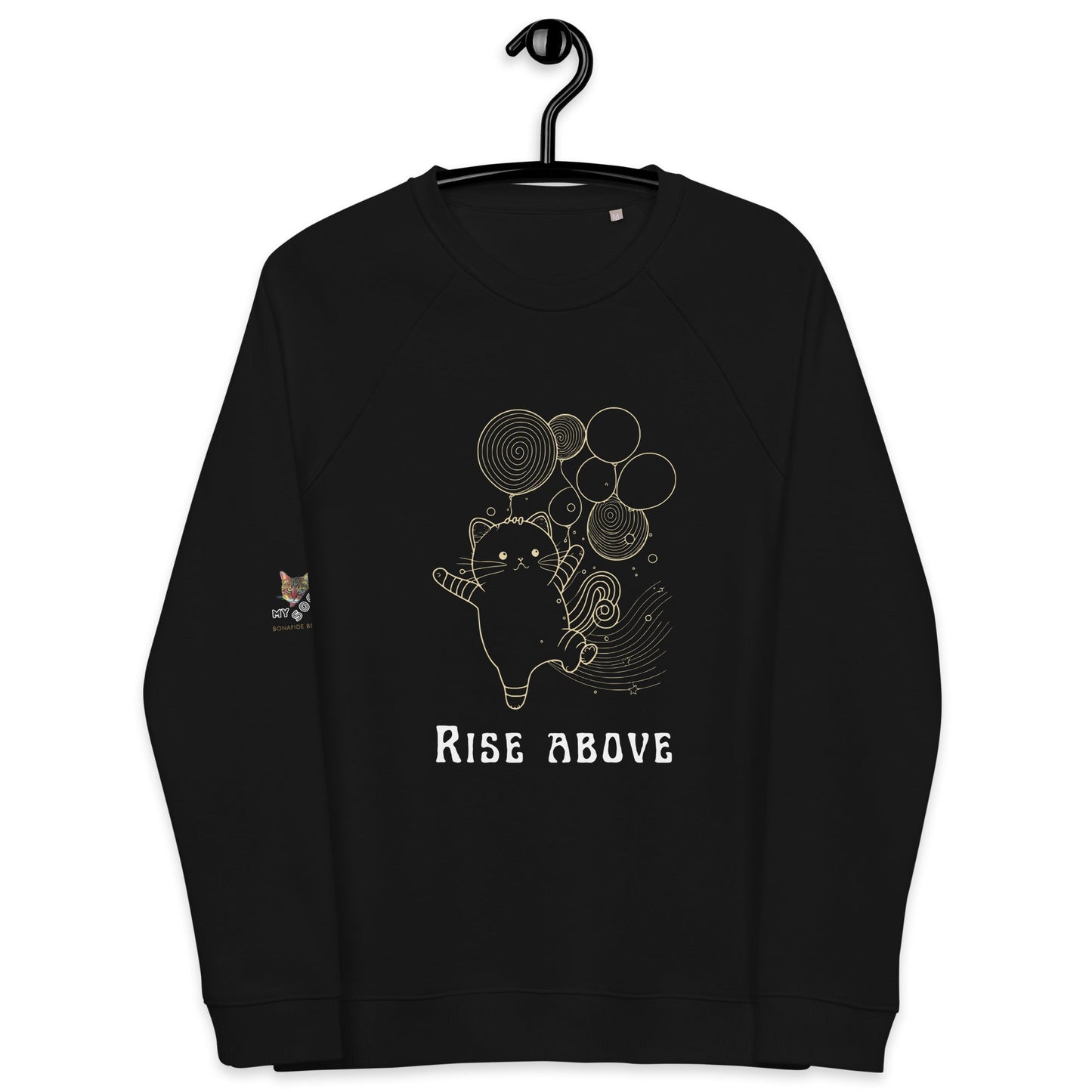 Rise Above Plush Organic Sweatshirt - My Social Cat Bonafide Boutique LLCRise Above Plush Organic SweatshirtSweatshirtMy Social Cat Bonafide Boutique LLCBlackXSaboveplush