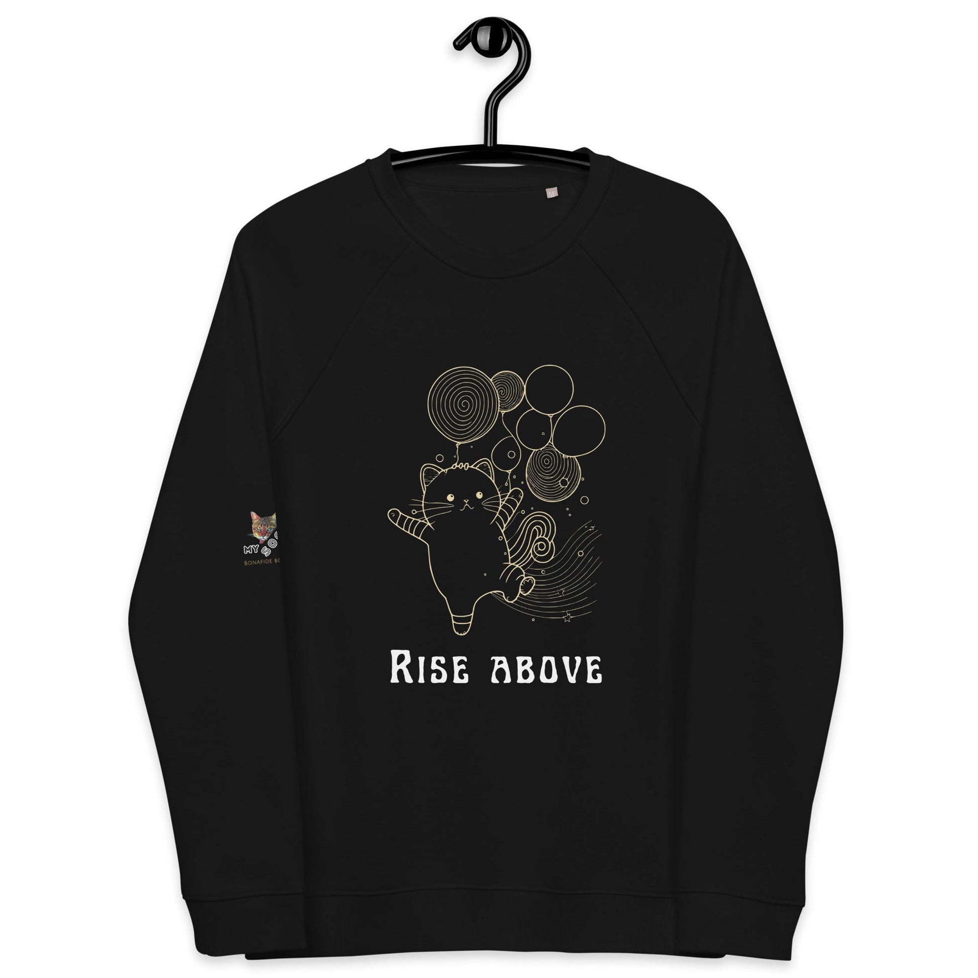 Rise Above Plush Organic Sweatshirt - My Social Cat Bonafide Boutique LLCRise Above Plush Organic SweatshirtSweatshirtMy Social Cat Bonafide Boutique LLCBlackXSaboveplush