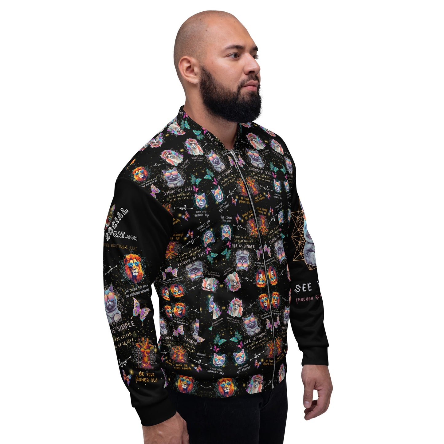 Rose Colored Glasses All Over Print Unisex Bomber Jacket - My Social Cat Bonafide Boutique LLCRose Colored Glasses All Over Print Unisex Bomber JacketBomber JacketMy Social Cat Bonafide Boutique LLCXSbomberjacket