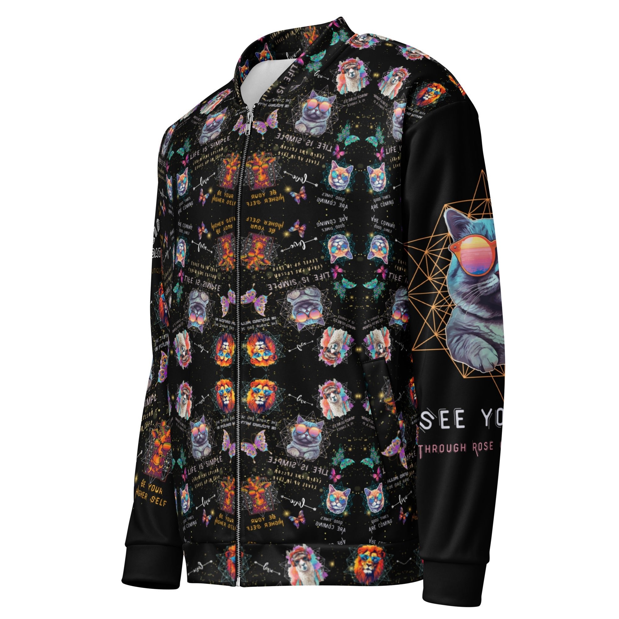 Rose Colored Glasses Unisex Bomber Jacket - My Social Cat Bonafide