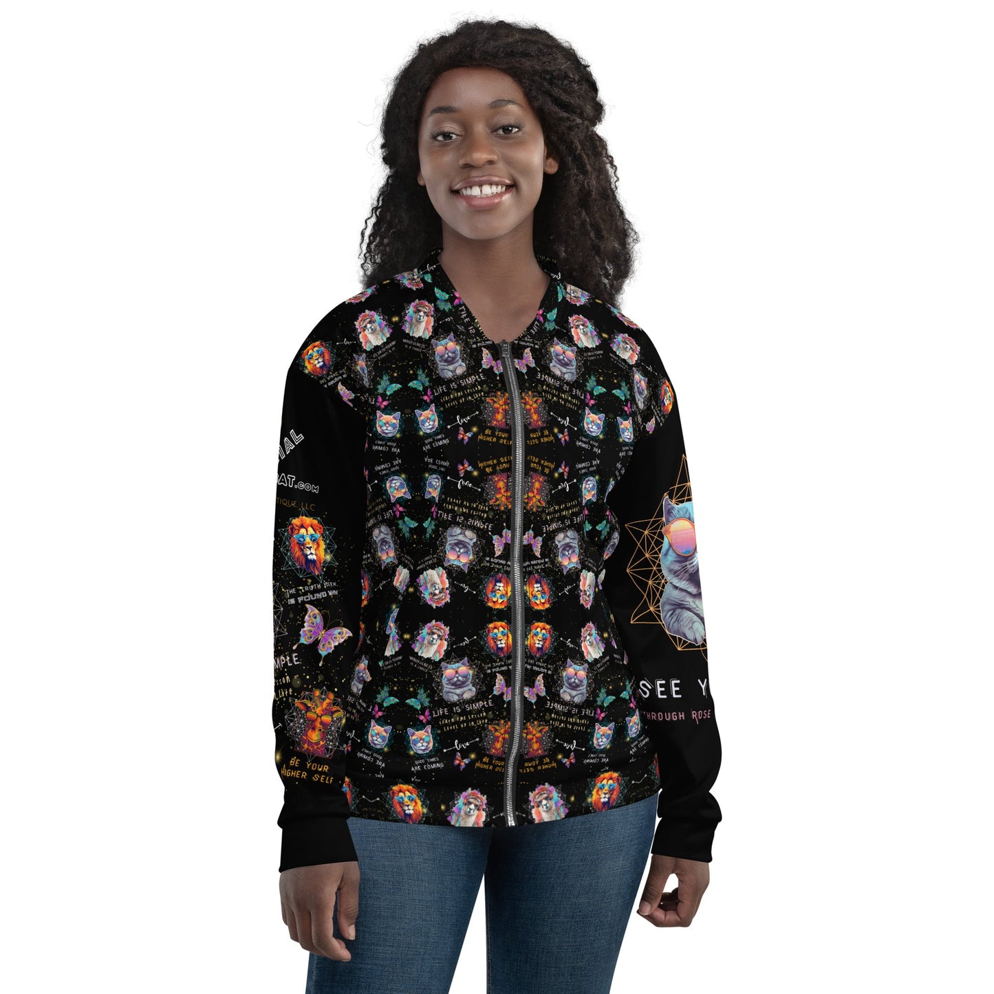 Rose Colored Glasses All Over Print Unisex Bomber Jacket - My Social Cat Bonafide Boutique LLCRose Colored Glasses All Over Print Unisex Bomber JacketBomber JacketMy Social Cat Bonafide Boutique LLCXSbomberjacket