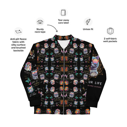 Rose Colored Glasses All Over Print Unisex Bomber Jacket - My Social Cat Bonafide Boutique LLCRose Colored Glasses All Over Print Unisex Bomber JacketBomber JacketMy Social Cat Bonafide Boutique LLCXSbomberjacket