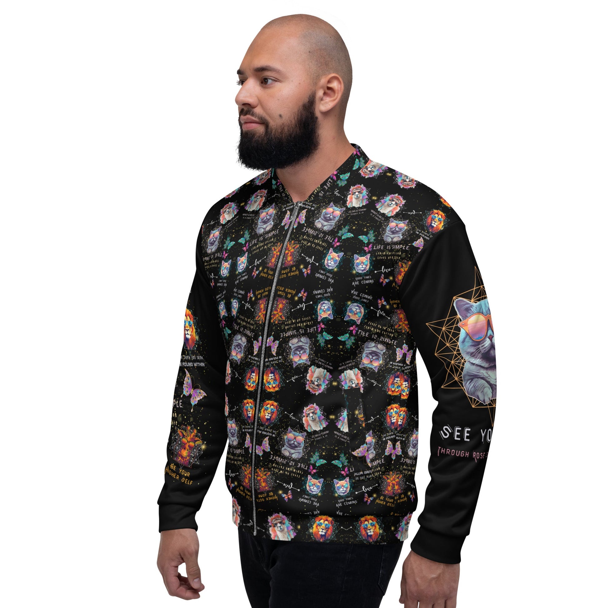 Rose Colored Glasses All Over Print Unisex Bomber Jacket - My Social Cat Bonafide Boutique LLCRose Colored Glasses All Over Print Unisex Bomber JacketBomber JacketMy Social Cat Bonafide Boutique LLCXSbomberjacket