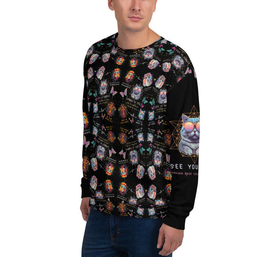 Rose Colored Glasses All Over Print Unisex Sweatshirt - My Social Cat Bonafide Boutique LLCRose Colored Glasses All Over Print Unisex SweatshirtSweatshirtMy Social Cat Bonafide Boutique LLCXScatglasses