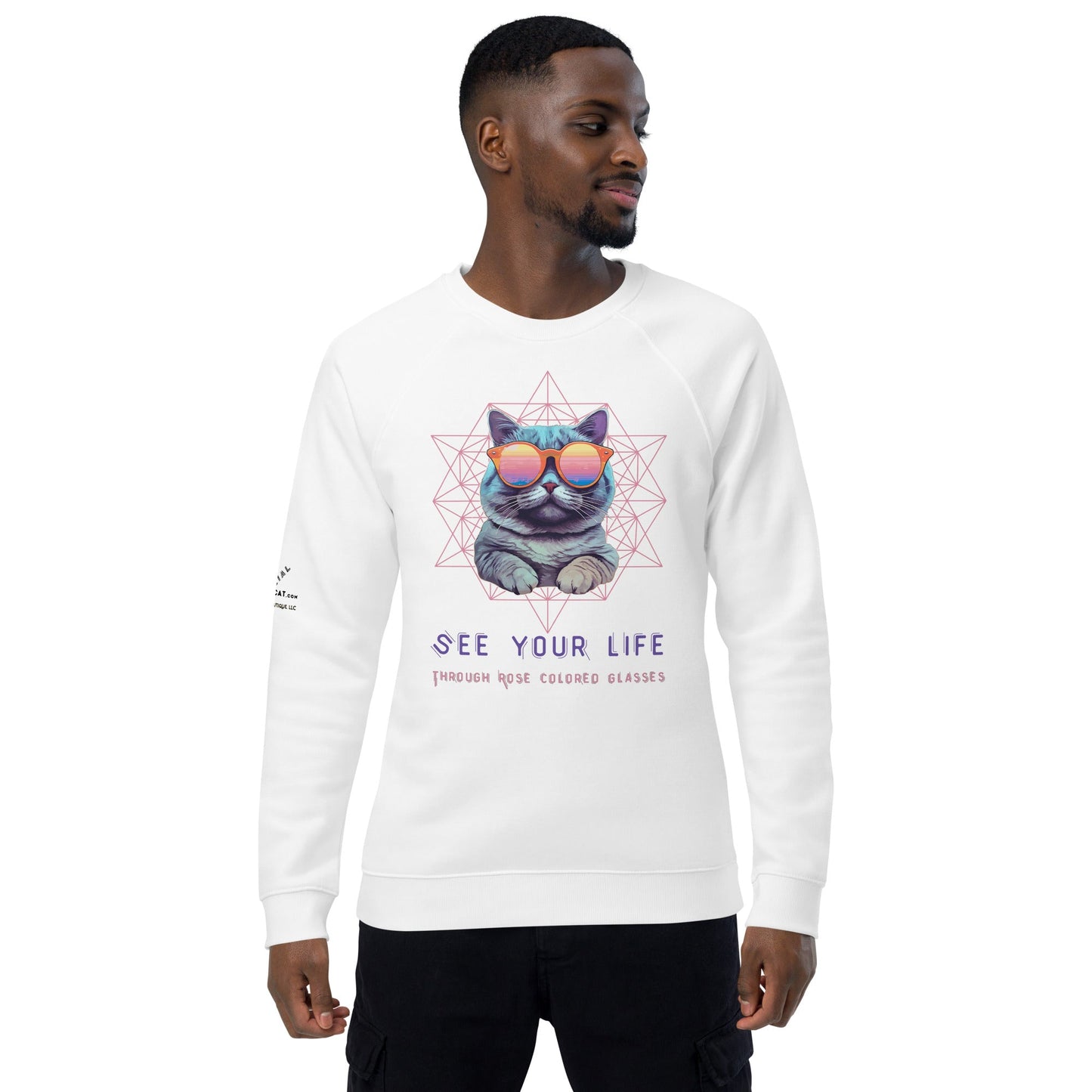 Rose Colored Glasses Plush Organic Sweatshirt - My Social Cat Bonafide Boutique LLCRose Colored Glasses Plush Organic SweatshirtSweatshirtMy Social Cat Bonafide Boutique LLCWhiteXSglasseslife