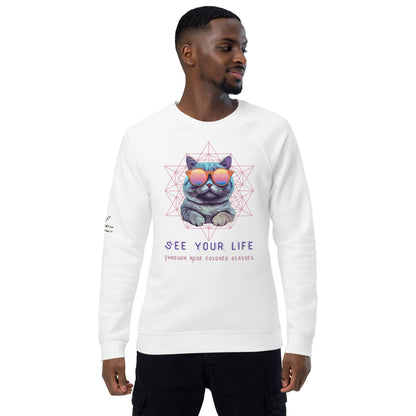 Rose Colored Glasses Plush Organic Sweatshirt - My Social Cat Bonafide Boutique LLCRose Colored Glasses Plush Organic SweatshirtSweatshirtMy Social Cat Bonafide Boutique LLCWhiteXSglasseslife