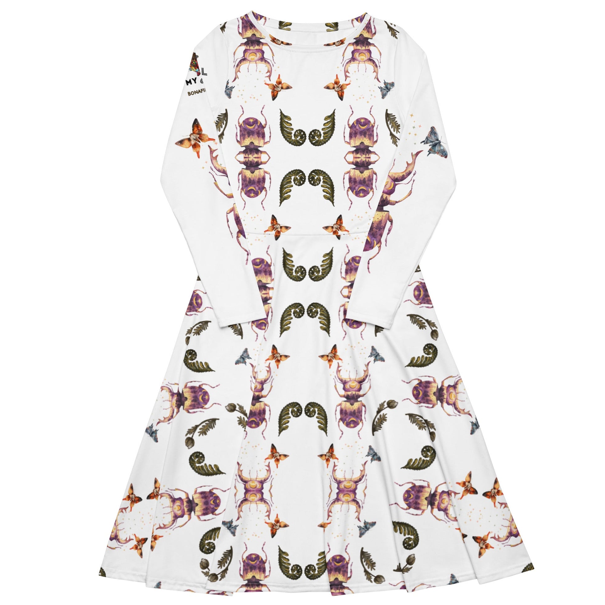 Scarab Beetle All - Over Print Long Sleeve midi Dress - My Social Cat Bonafide Boutique LLCScarab Beetle All - Over Print Long Sleeve midi DressDressMy Social Cat Bonafide Boutique LLC2XSallbeetle
