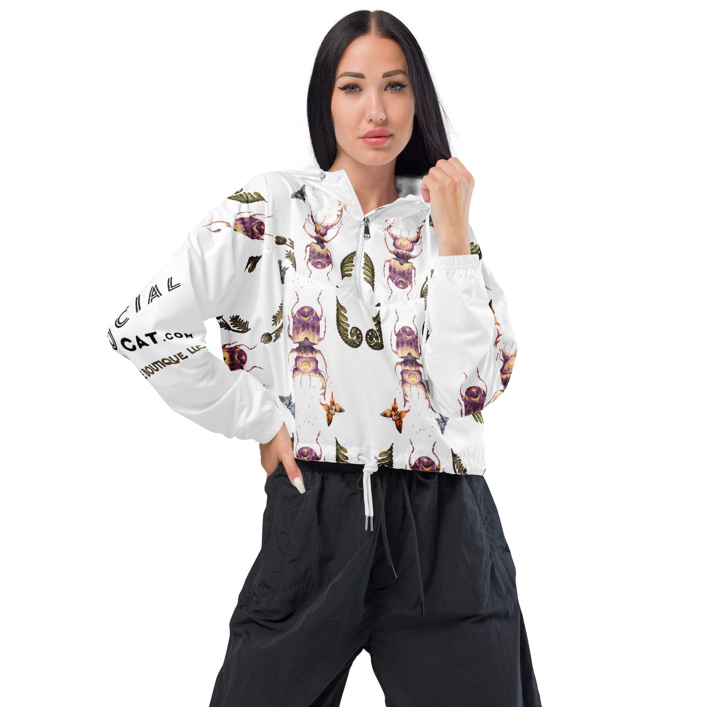 Scarab Beetle Women’s Cropped Windbreaker - My Social Cat Bonafide Boutique LLCScarab Beetle Women’s Cropped WindbreakerWindbreakerMy Social Cat Bonafide Boutique LLCXSallbreaker