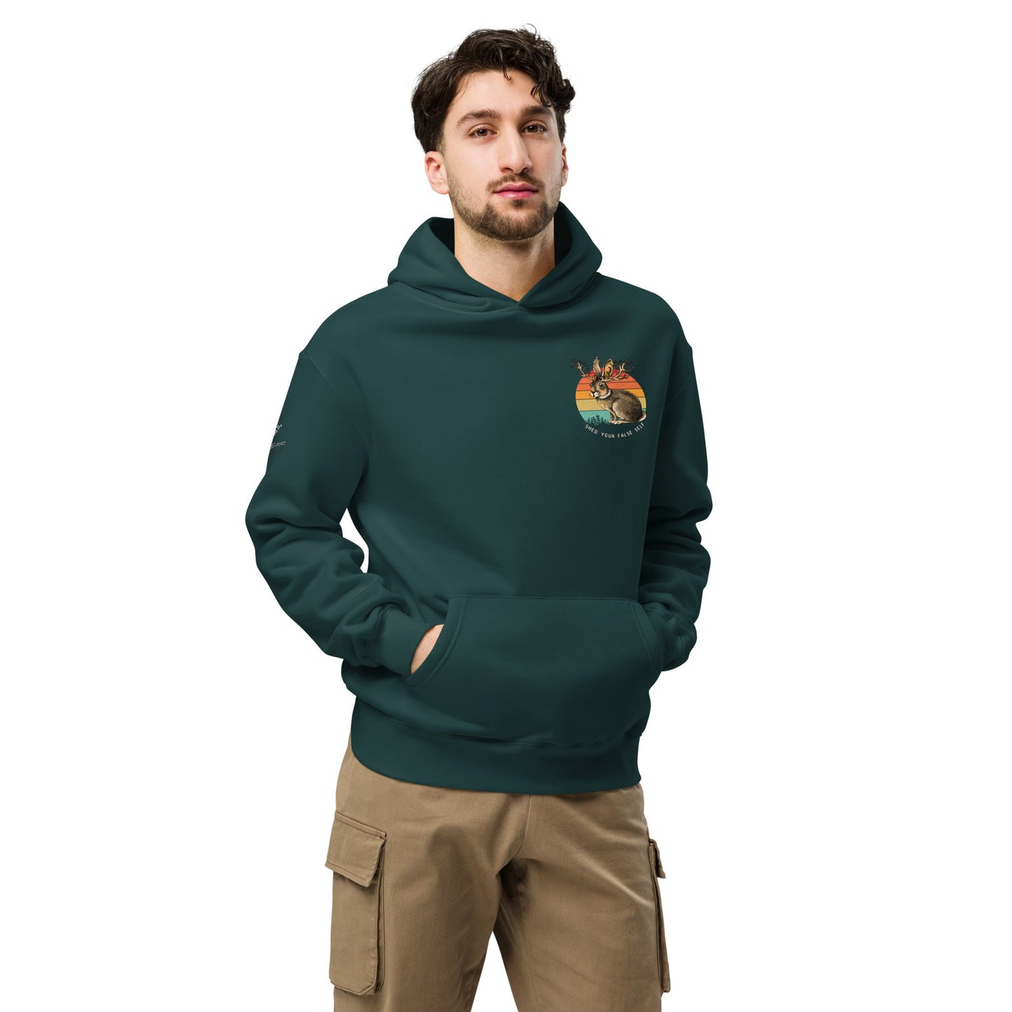 Shed Your False Self Unisex Plush Hoodie - My Social Cat Bonafide Boutique LLCShed Your False Self Unisex Plush HoodieHooded sweatshirtMy Social Cat Bonafide Boutique LLCPine GreenSbunnyfalse