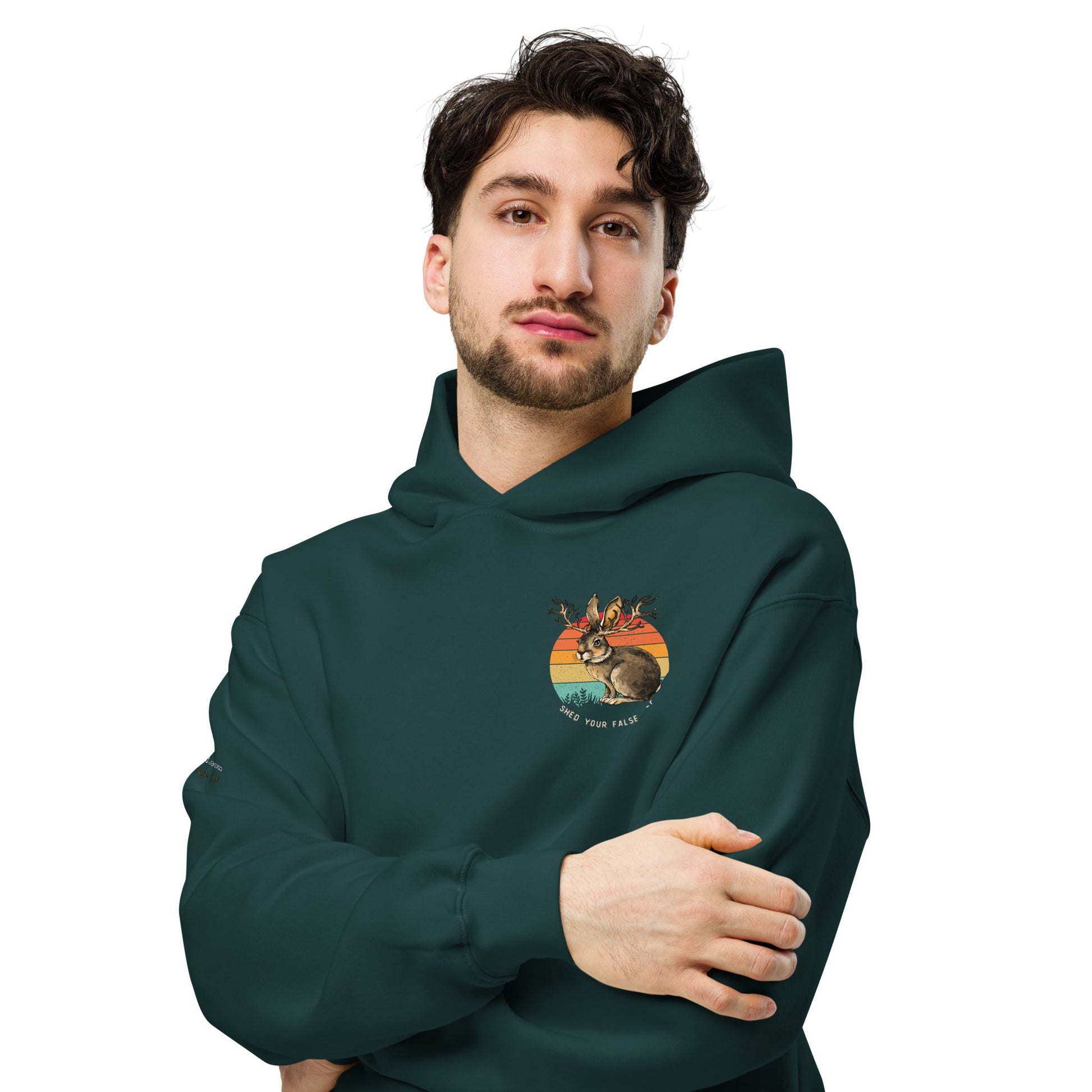 Shed Your False Self Unisex Plush Hoodie - My Social Cat Bonafide Boutique LLCShed Your False Self Unisex Plush HoodieHooded sweatshirtMy Social Cat Bonafide Boutique LLCPine GreenSbunnyfalse