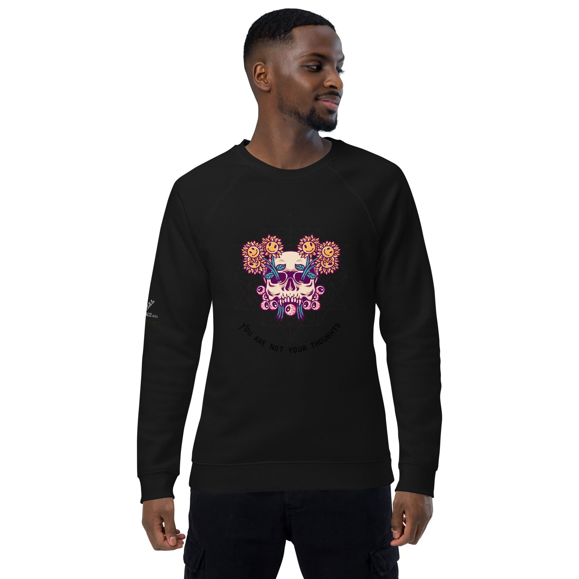 Skull Flowers Thoughts Plush Organic Sweatshirt - My Social Cat Bonafide Boutique LLCSkull Flowers Thoughts Plush Organic SweatshirtSweatshirtMy Social Cat Bonafide Boutique LLCWhiteXSplushpremium
