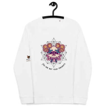 Skull Flowers Thoughts Plush Organic Sweatshirt - My Social Cat Bonafide Boutique LLCSkull Flowers Thoughts Plush Organic SweatshirtSweatshirtMy Social Cat Bonafide Boutique LLCWhiteXSplushpremium