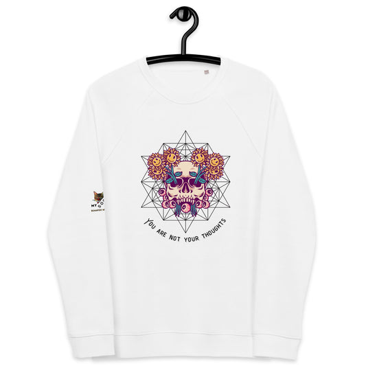Skull Flowers Thoughts Plush Organic Sweatshirt - My Social Cat Bonafide Boutique LLCSkull Flowers Thoughts Plush Organic SweatshirtSweatshirtMy Social Cat Bonafide Boutique LLCWhiteXSplushpremium