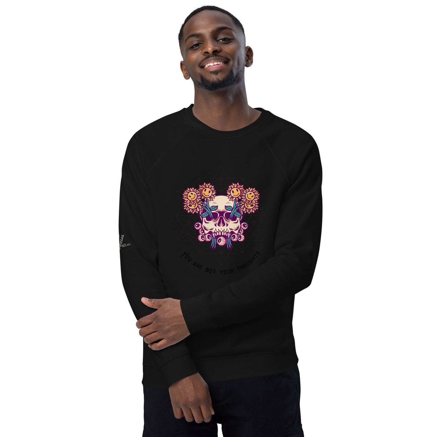 Skull Flowers Thoughts Plush Organic Sweatshirt - My Social Cat Bonafide Boutique LLCSkull Flowers Thoughts Plush Organic SweatshirtSweatshirtMy Social Cat Bonafide Boutique LLCWhiteXSplushpremium