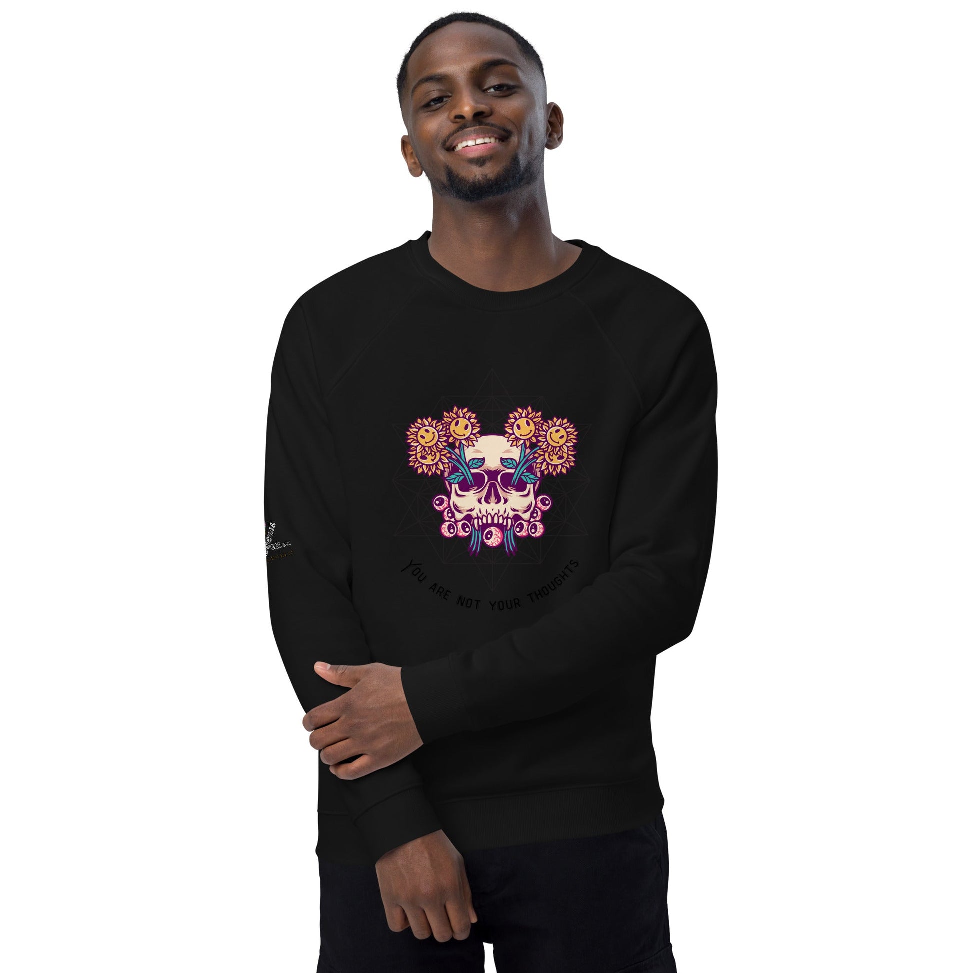 Skull Flowers Thoughts Plush Organic Sweatshirt - My Social Cat Bonafide Boutique LLCSkull Flowers Thoughts Plush Organic SweatshirtSweatshirtMy Social Cat Bonafide Boutique LLCWhiteXSplushpremium