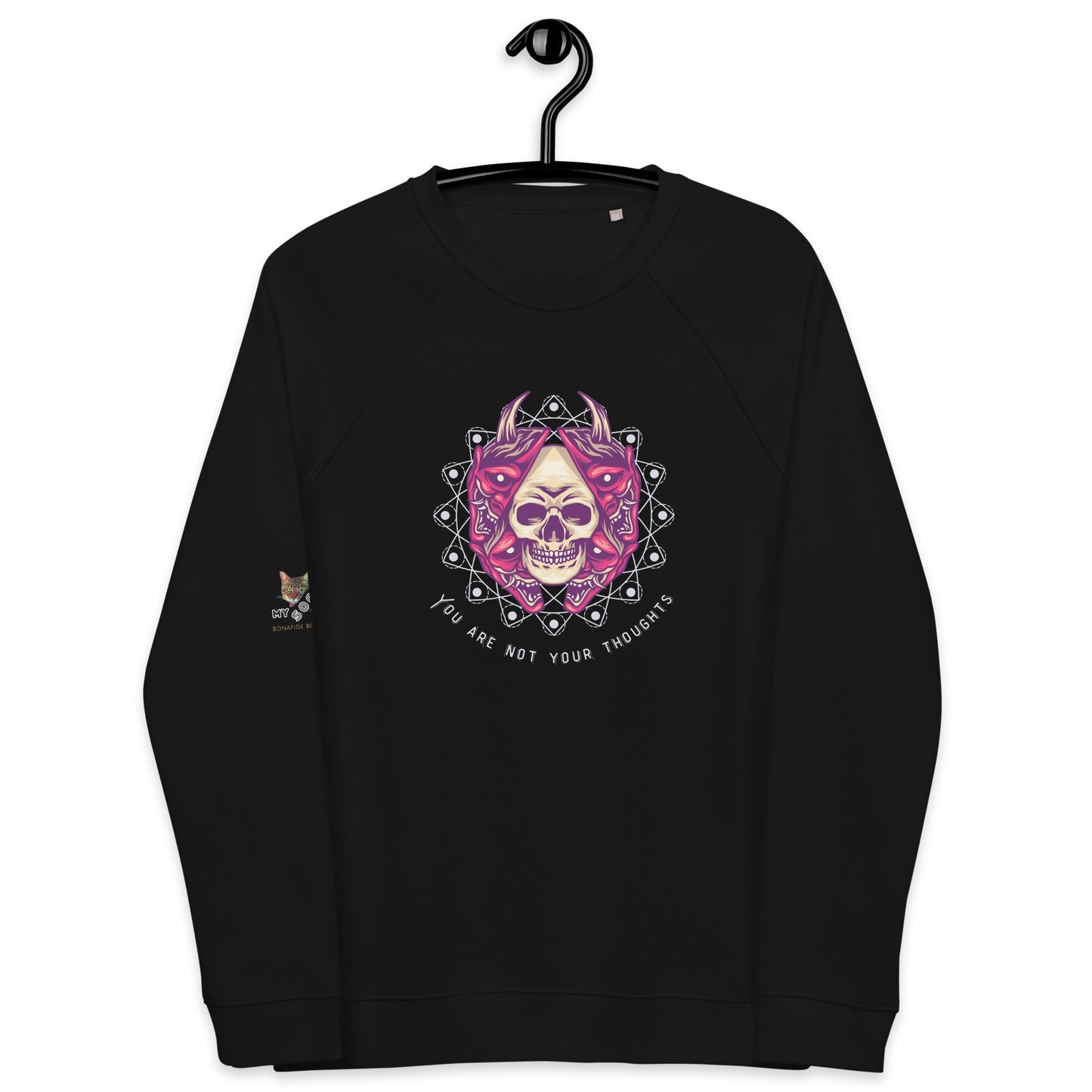 Skull Thoughts Plush Organic Sweatshirt - My Social Cat Bonafide Boutique LLCSkull Thoughts Plush Organic SweatshirtSweatshirtMy Social Cat Bonafide Boutique LLCBlackXSplushpremium