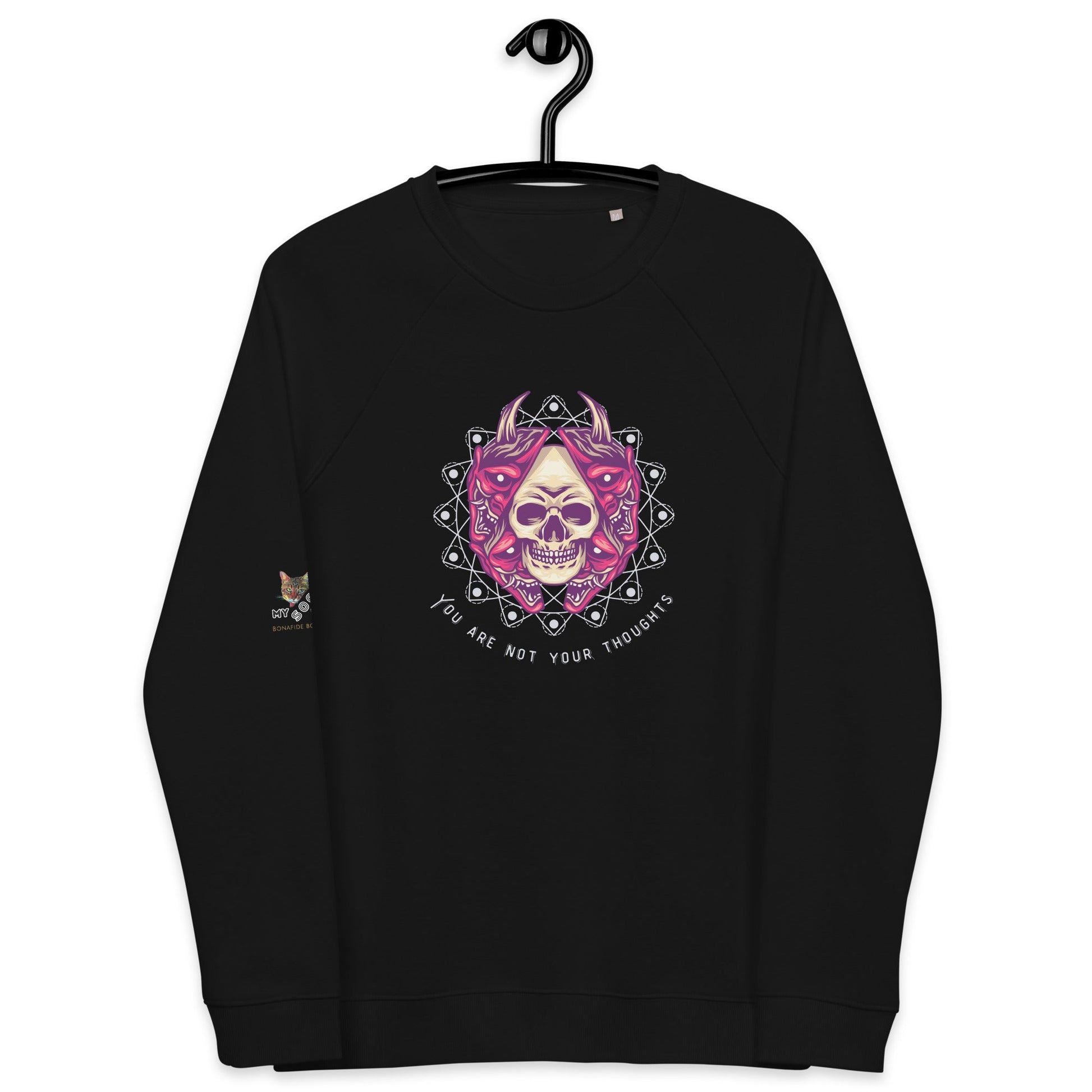 Skull Thoughts Plush Organic Sweatshirt - My Social Cat Bonafide Boutique LLCSkull Thoughts Plush Organic SweatshirtSweatshirtMy Social Cat Bonafide Boutique LLCBlackXSplushpremium