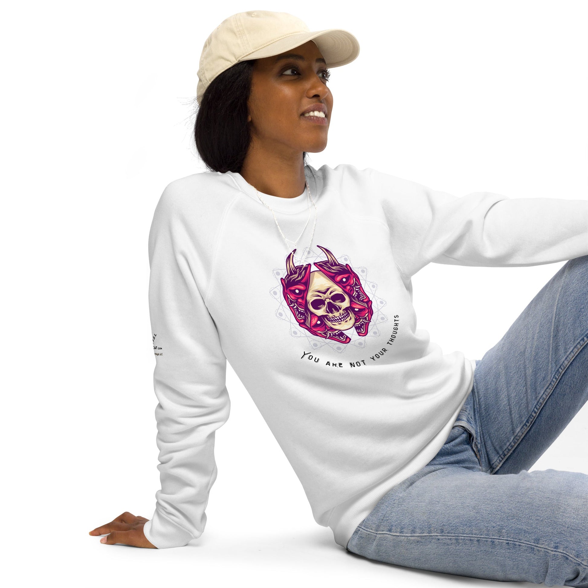 Skull Thoughts Plush Organic Sweatshirt - My Social Cat Bonafide Boutique LLCSkull Thoughts Plush Organic SweatshirtSweatshirtMy Social Cat Bonafide Boutique LLCWhiteXSplushpremium