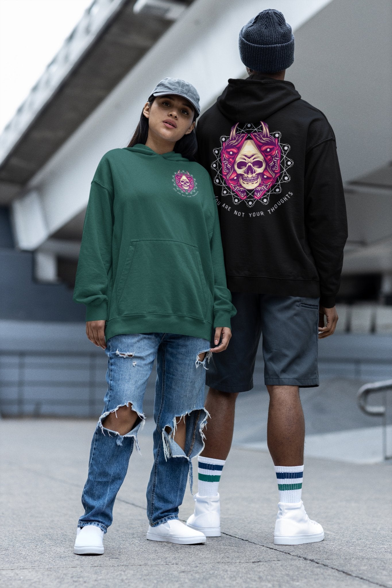 Skull Thoughts Unisex Oversized Hoodie - My Social Cat Bonafide Boutique LLCSkull Thoughts Unisex Oversized HoodieHooded sweatshirtMy Social Cat Bonafide Boutique LLCPine GreenShoodienot