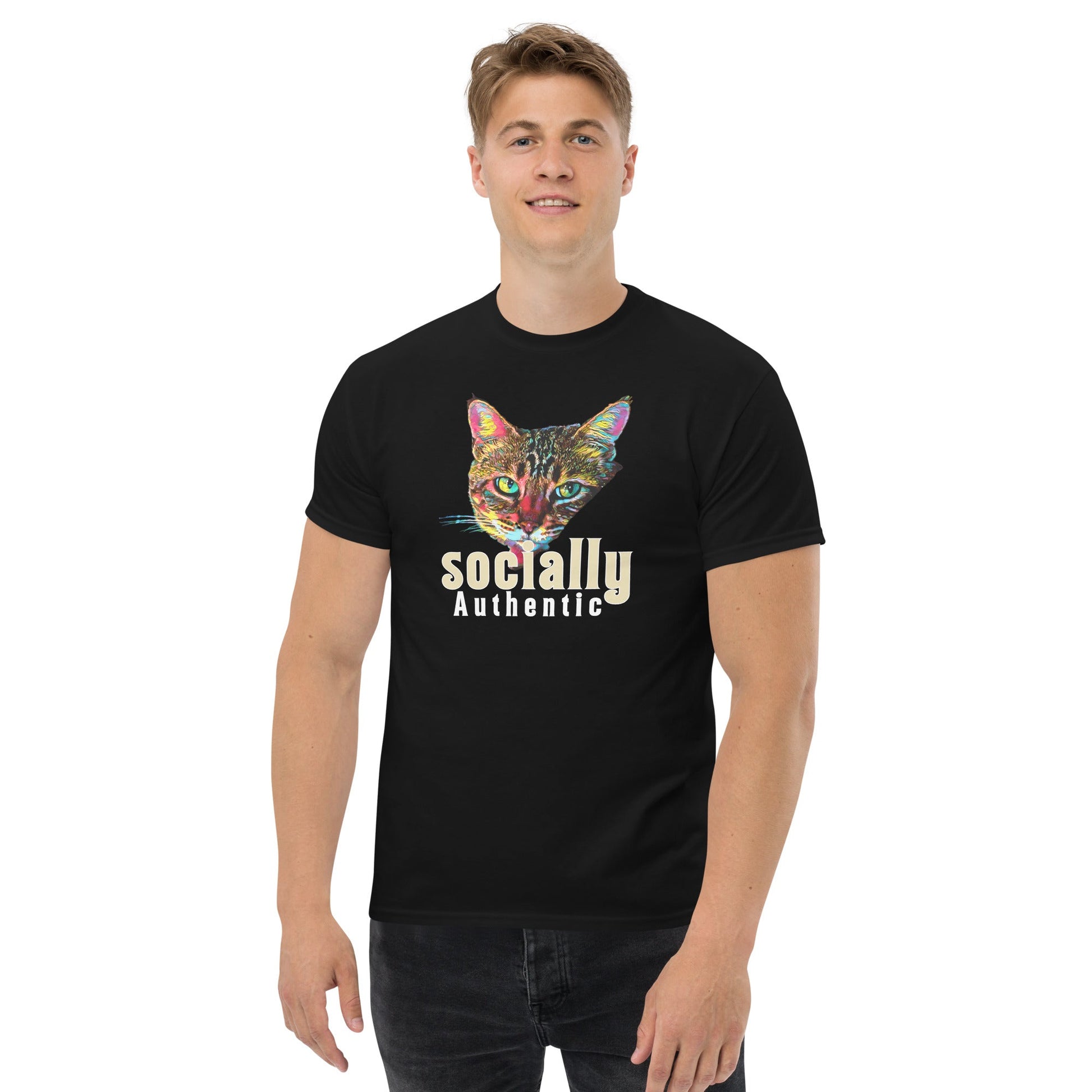 Socially Authentic Unisex Classic Tee - My Social Cat Bonafide Boutique LLCSocially Authentic Unisex Classic TeeT-shirtMy Social Cat Bonafide Boutique LLCScatshirt