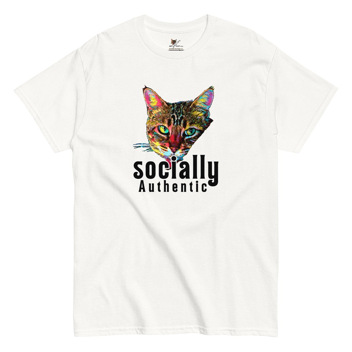 Socially Authentic Unisex Classic Tee - My Social Cat Bonafide Boutique LLCSocially Authentic Unisex Classic TeeT-shirtMy Social Cat Bonafide Boutique LLCWhiteScatshirt