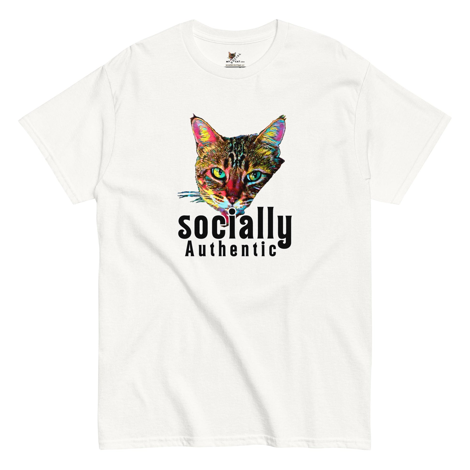 Socially Authentic Unisex Classic Tee - My Social Cat Bonafide Boutique LLCSocially Authentic Unisex Classic TeeT-shirtMy Social Cat Bonafide Boutique LLCWhiteScatshirt