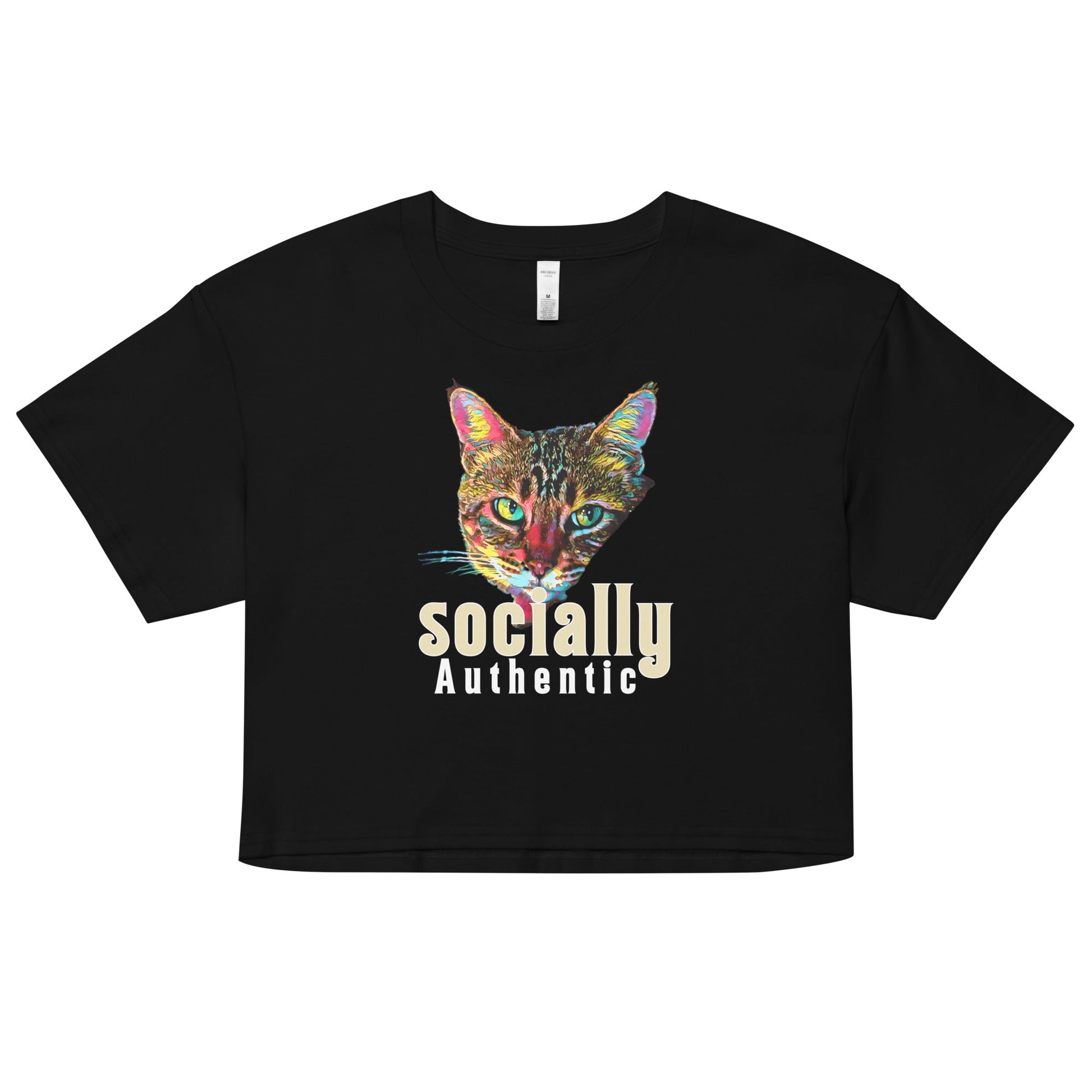 Socially Authentic Women’s Crop Top - My Social Cat Bonafide Boutique LLCSocially Authentic Women’s Crop Topcrop topMy Social Cat Bonafide Boutique LLCBlackXSauthenticcat